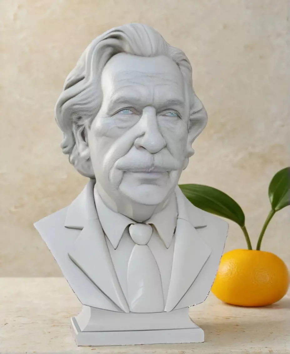 Albert Einstein Head Bust 3D Model - STL Printable Genius 3D print model_0