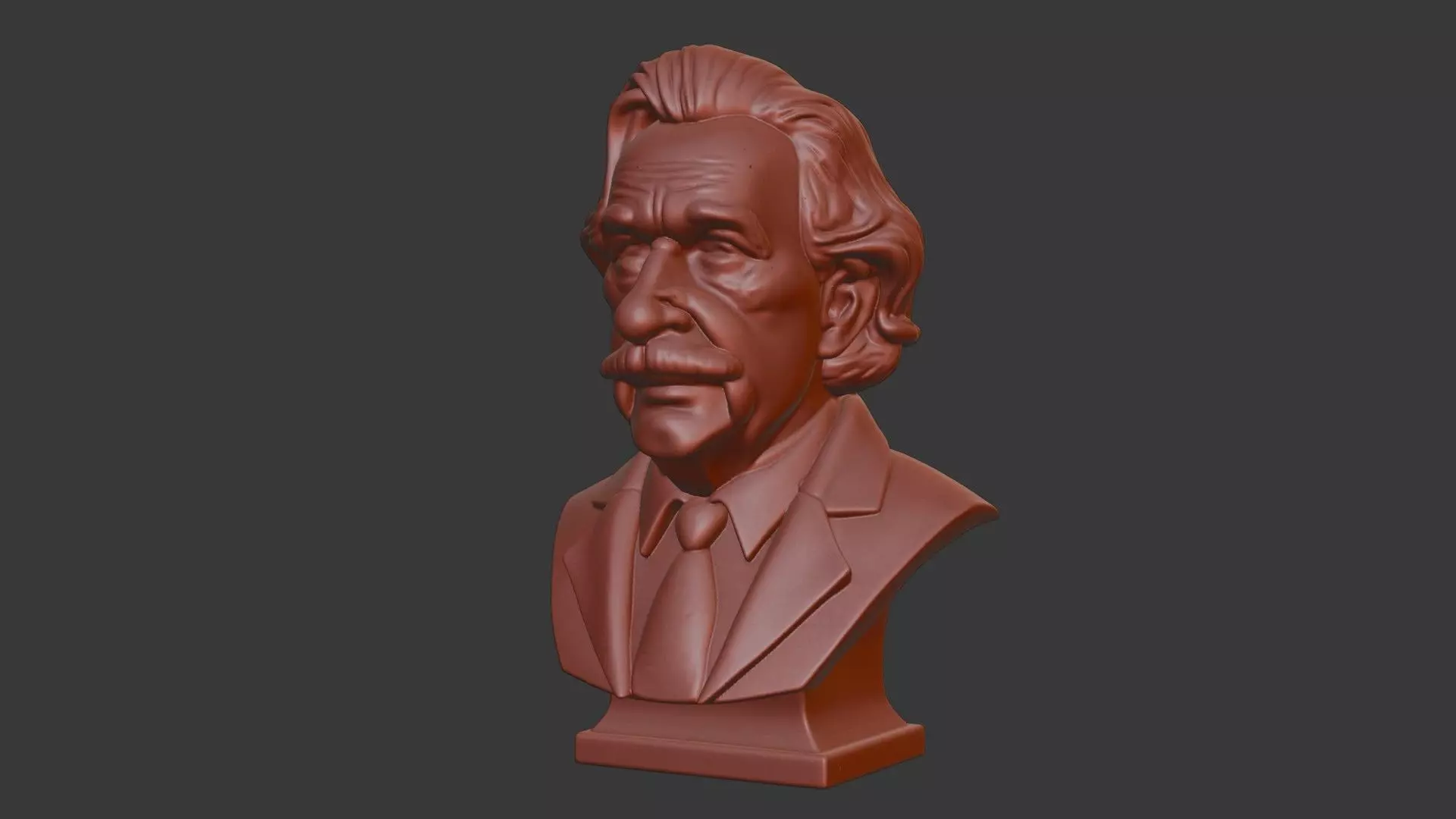 Albert Einstein Head Bust 3D Model - STL Printable Genius 3D print model_7