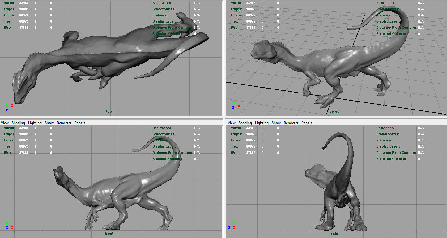 Dilophosaurus dinosaur Low-poly 3D model_6