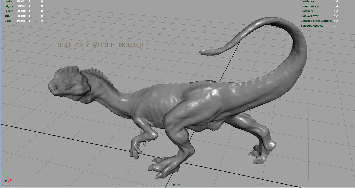 Dilophosaurus dinosaur Low-poly 3D model_10