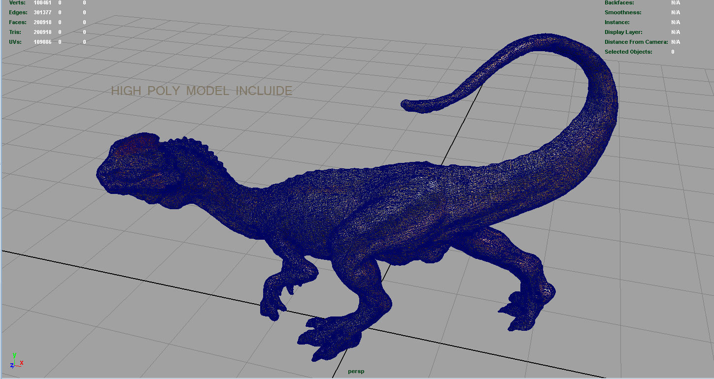 Dilophosaurus dinosaur Low-poly 3D model_9