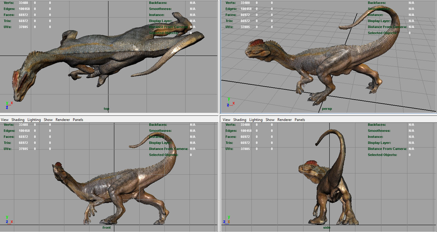 Dilophosaurus dinosaur Low-poly 3D model_7