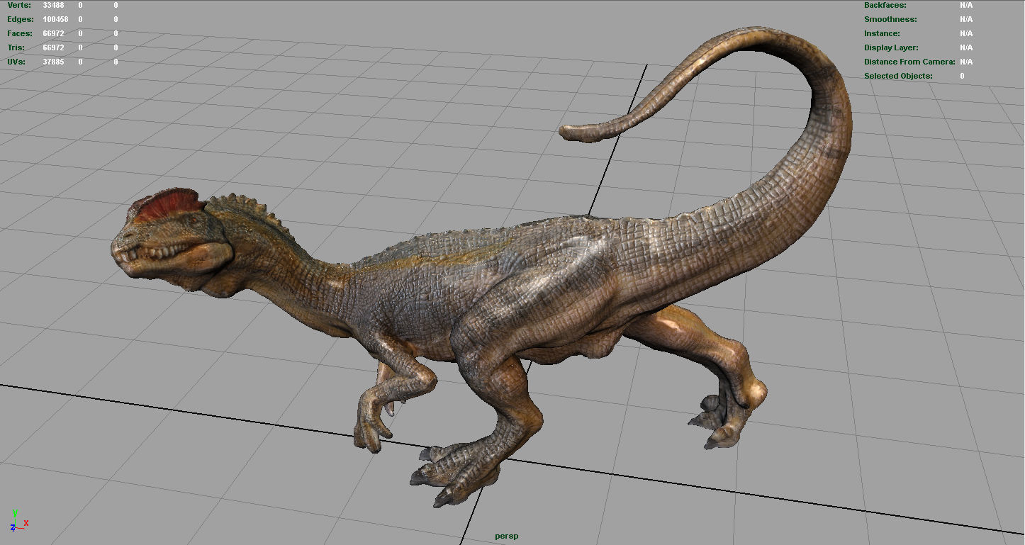 Dilophosaurus dinosaur Low-poly 3D model_4