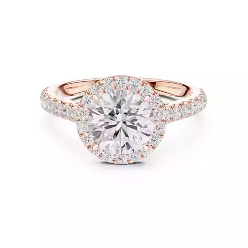 Round Cut Halo Diamond Engagement Ring 3DM STL Video