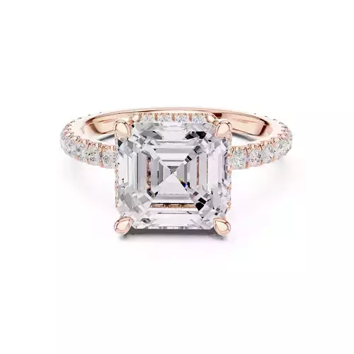 Asscher Cut Halo Diamond Engagement Wedding Ring 3DM STL Video