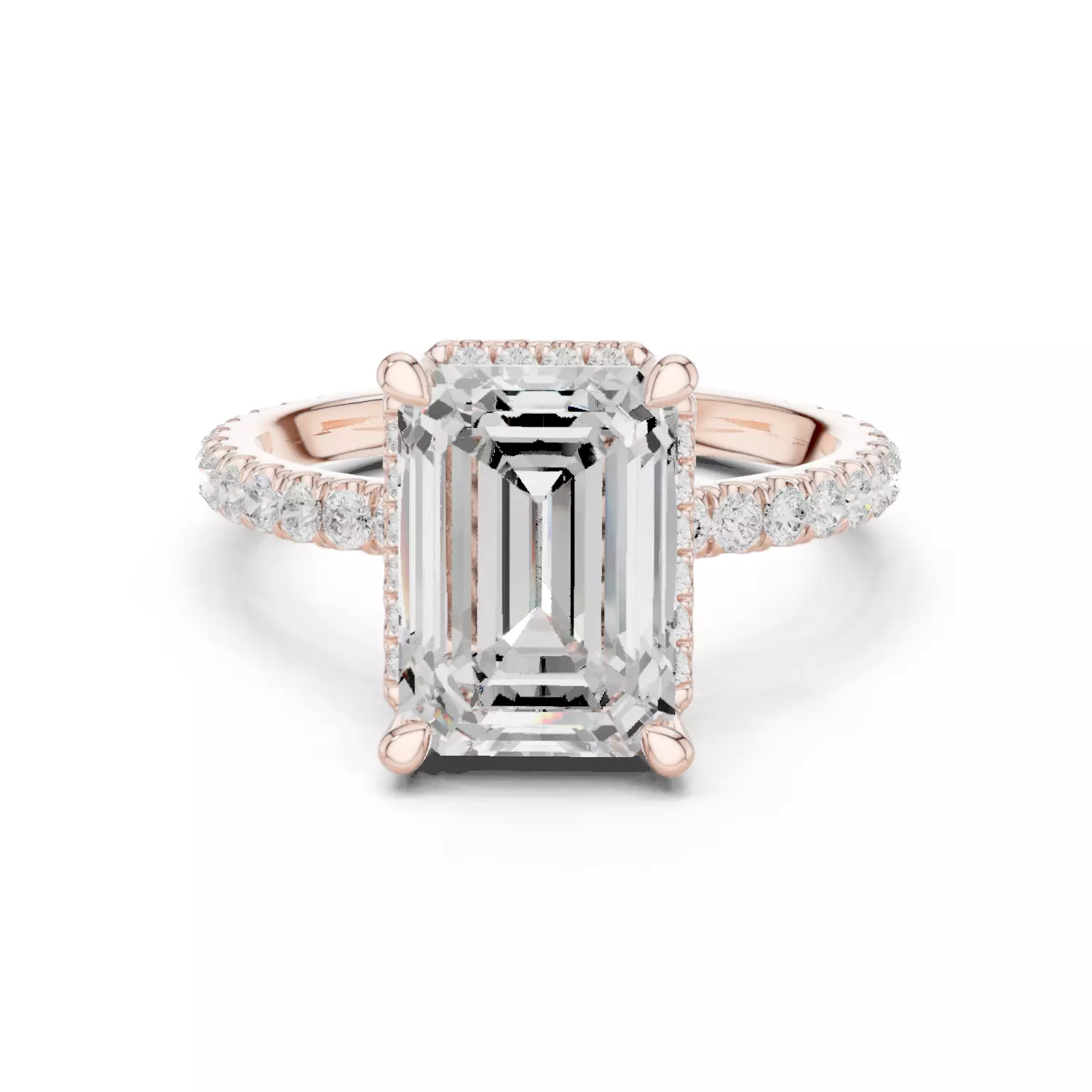 10x7mm Emerald Cut Diamond Engagement Ring 3DM STL Video 3D print model_12