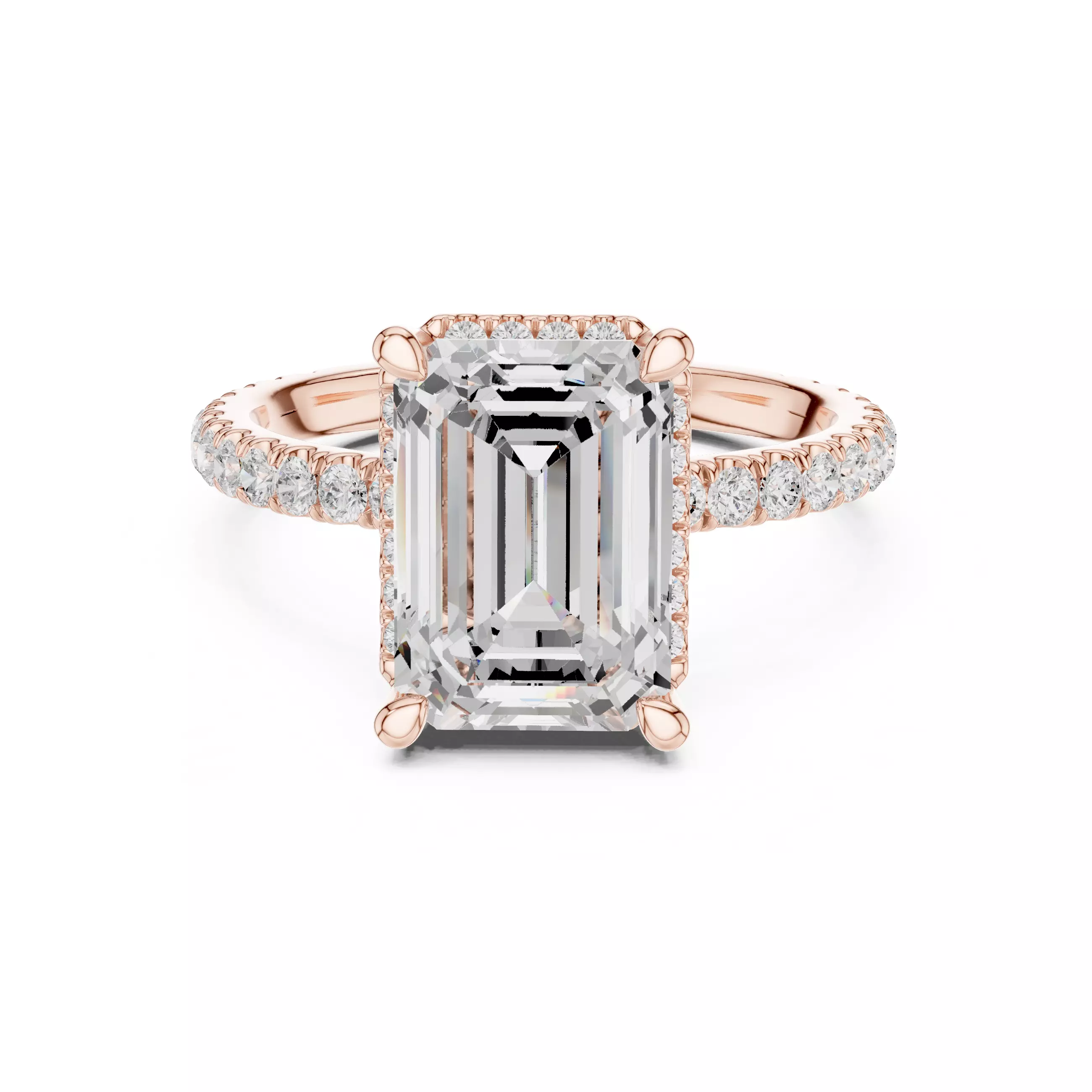 10x7mm Emerald Cut Diamond Engagement Ring 3DM STL Video 3D print model_0