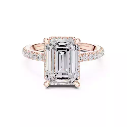 10x7mm Emerald Cut Diamond Engagement Ring 3DM STL Video 3D print model