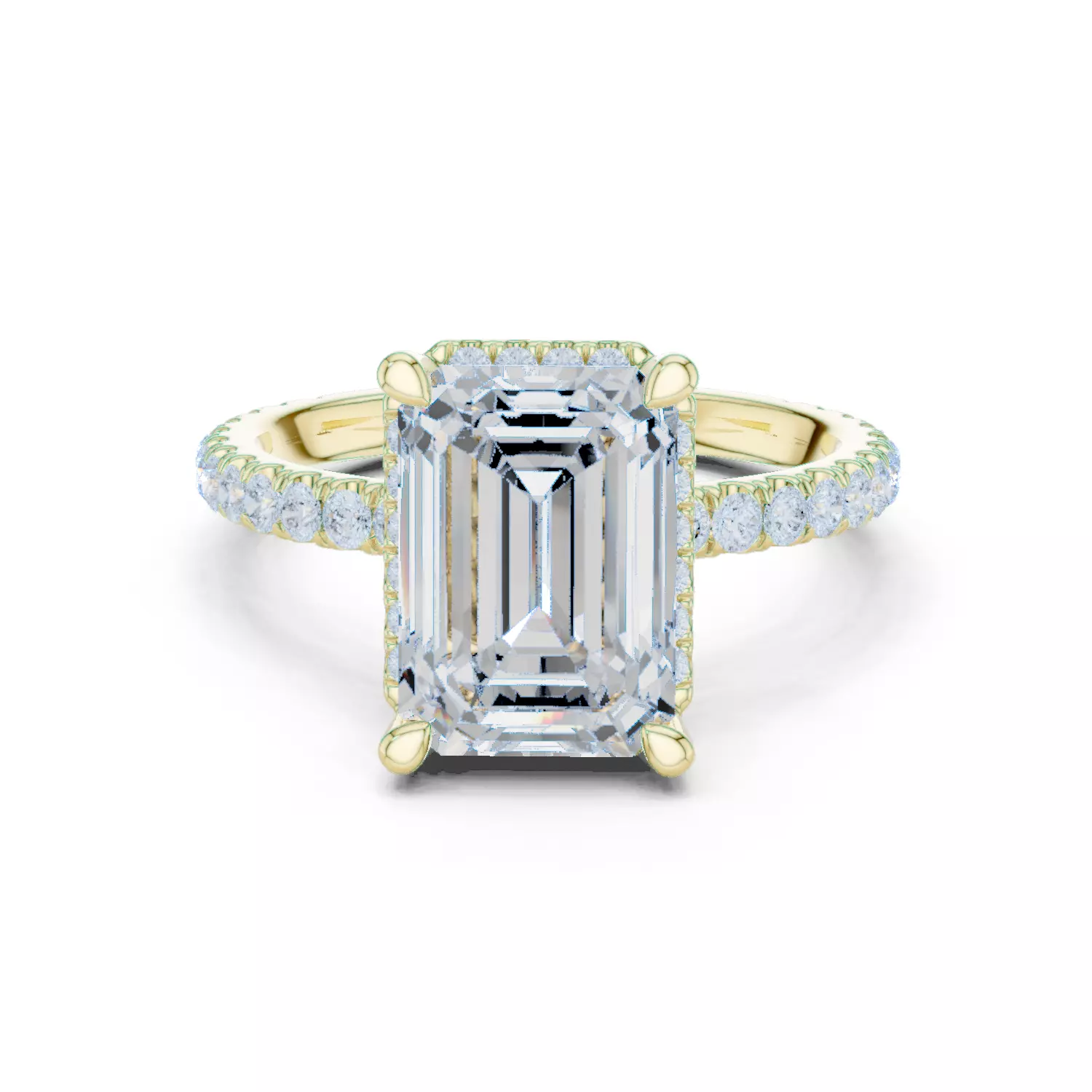 10x7mm Emerald Cut Diamond Engagement Ring 3DM STL Video 3D print model_13