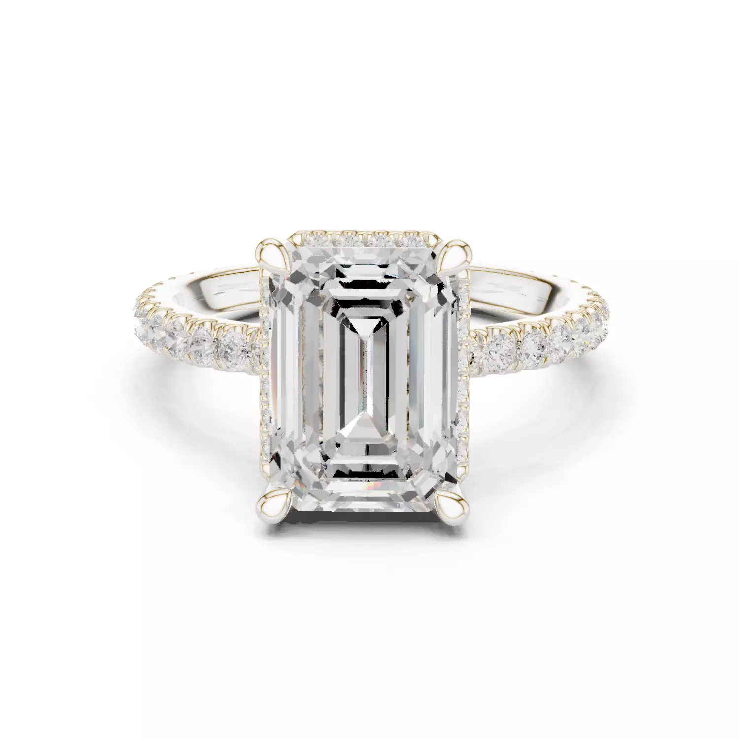 10x7mm Emerald Cut Diamond Engagement Ring 3DM STL Video 3D print model_14