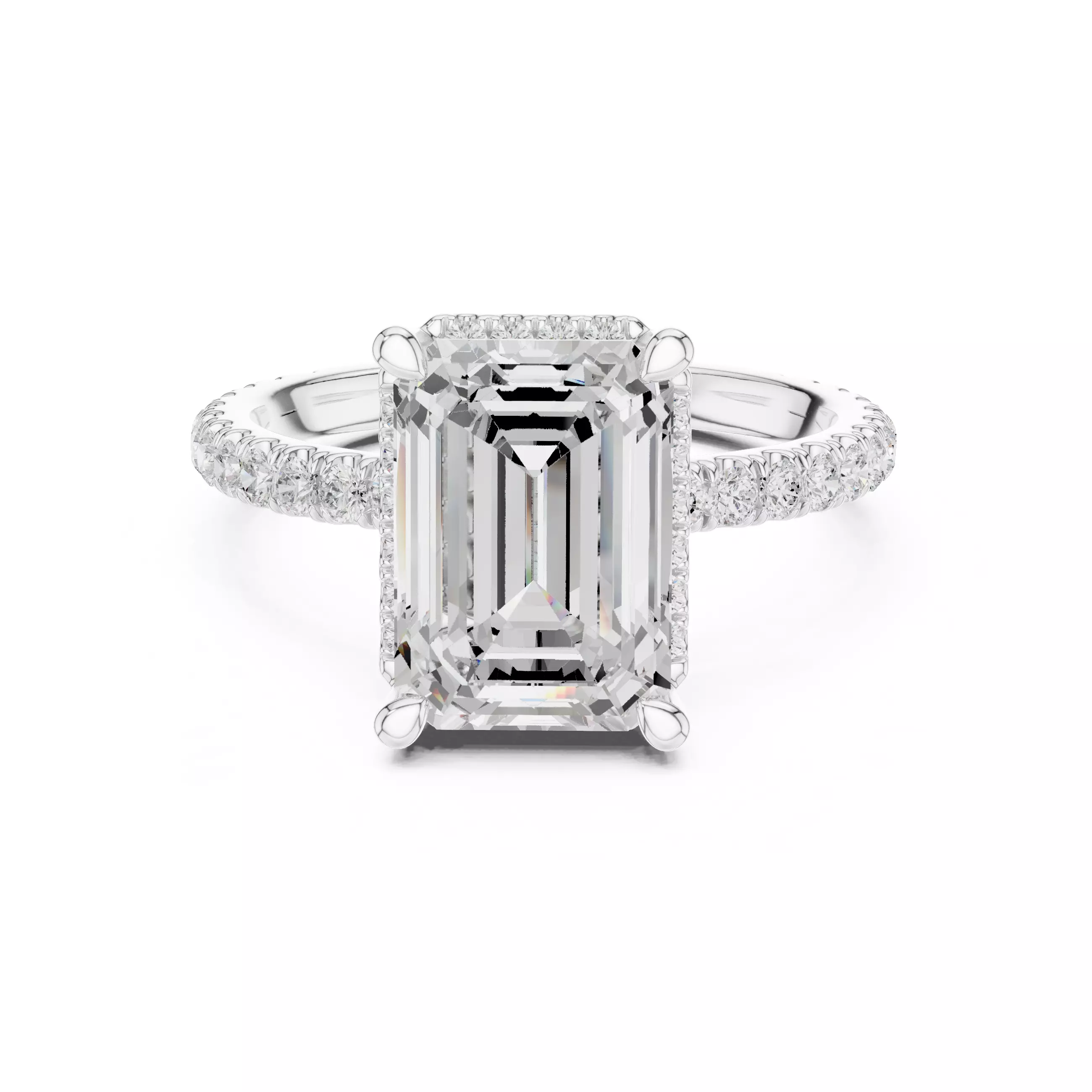 10x7mm Emerald Cut Diamond Engagement Ring 3DM STL Video 3D print model_2