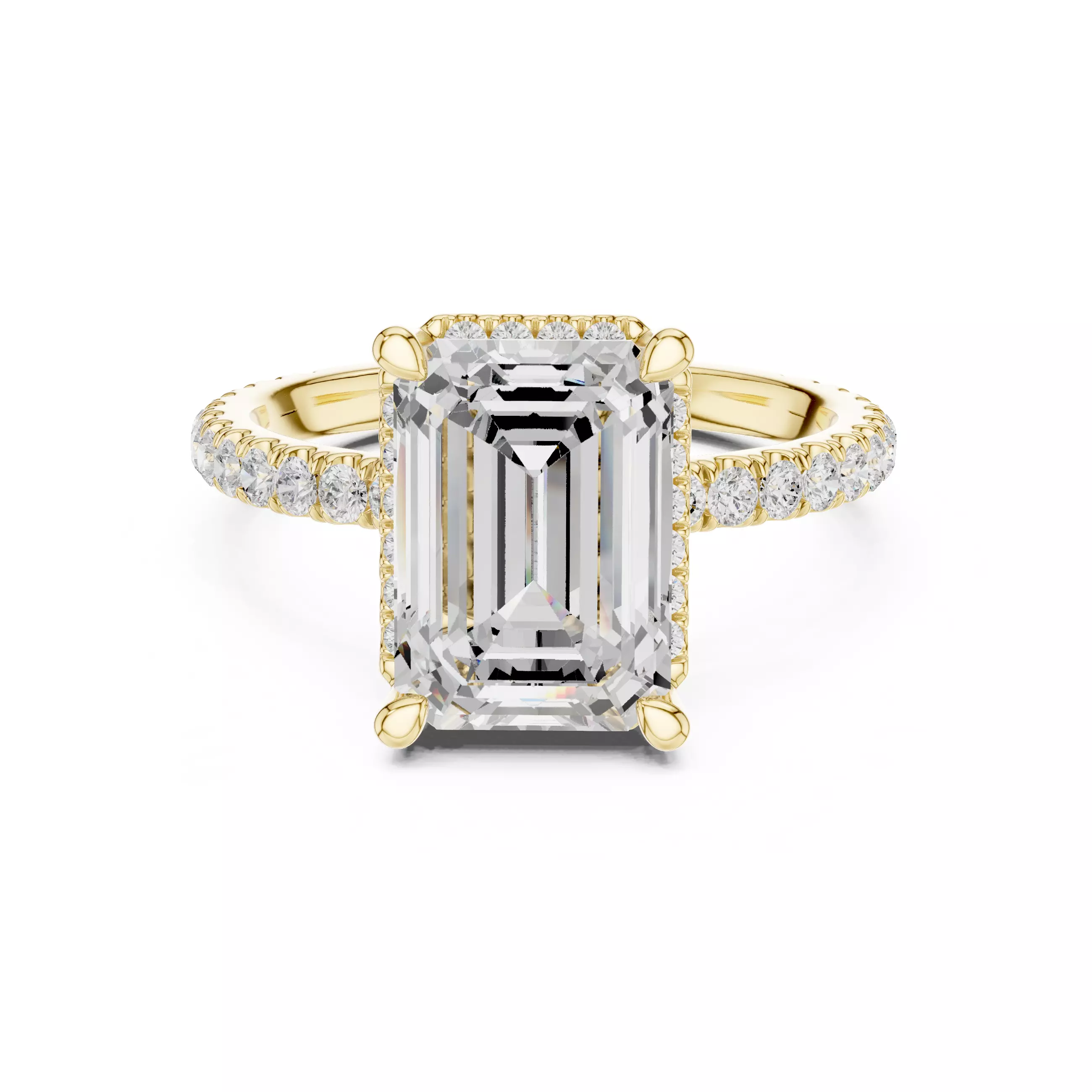 10x7mm Emerald Cut Diamond Engagement Ring 3DM STL Video 3D print model_1