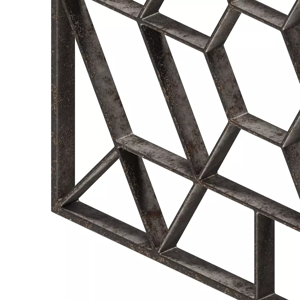 Rusty Window Grill 3D model_4