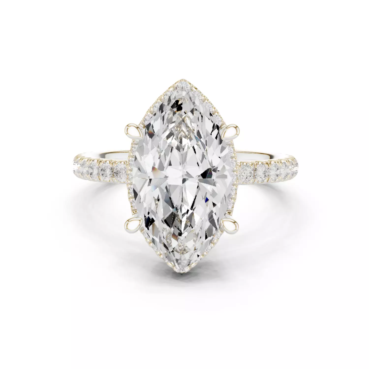 15x8mm Marquise Cut Diamond Engagement Ring 3DM STL Video 3D print model_14