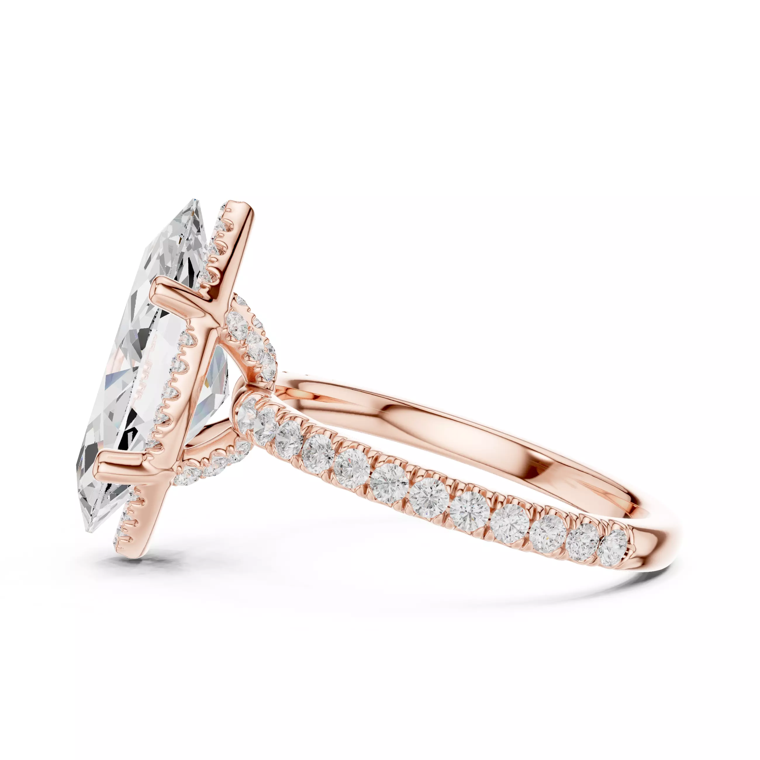 15x8mm Marquise Cut Diamond Engagement Ring 3DM STL Video 3D print model_5