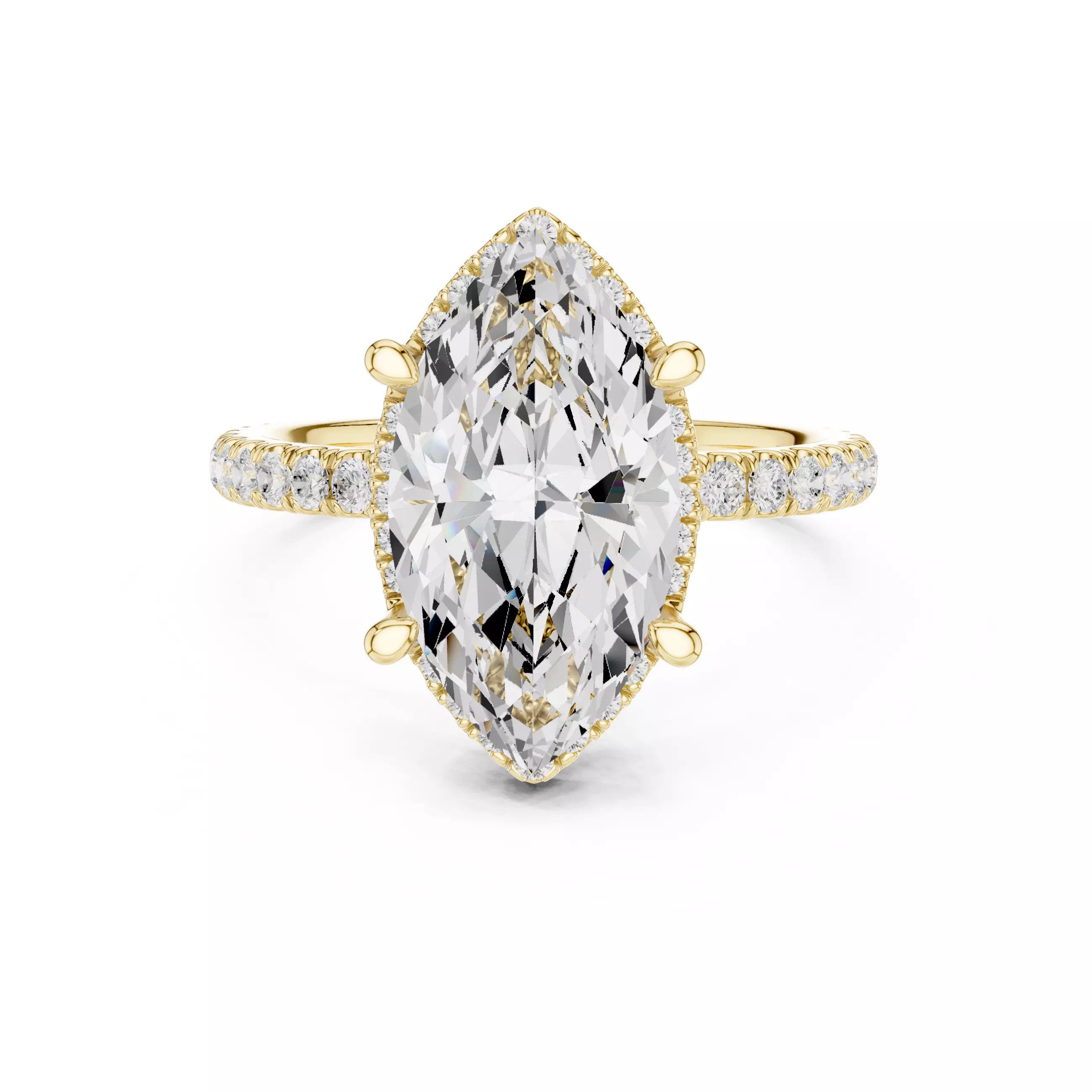 15x8mm Marquise Cut Diamond Engagement Ring 3DM STL Video 3D print model_1