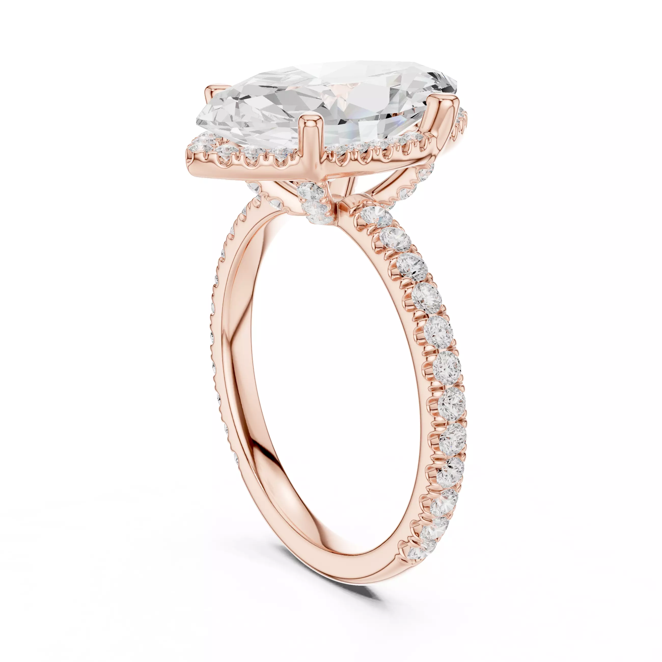 15x8mm Marquise Cut Diamond Engagement Ring 3DM STL Video 3D print model_3