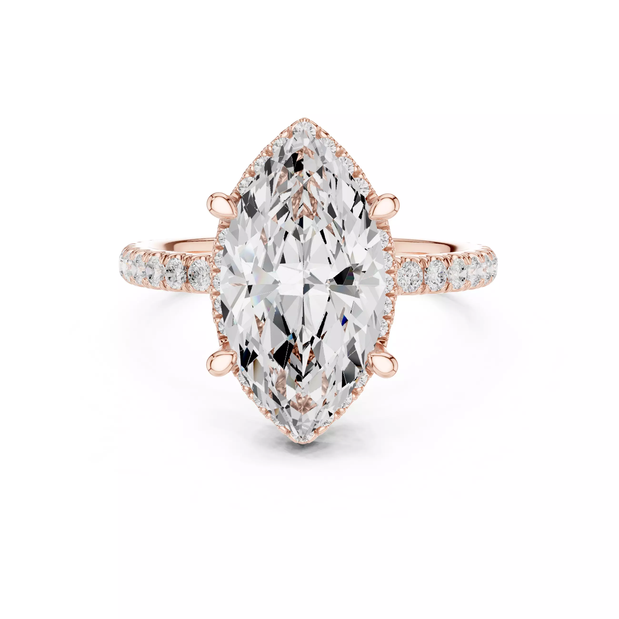 15x8mm Marquise Cut Diamond Engagement Ring 3DM STL Video 3D print model_0