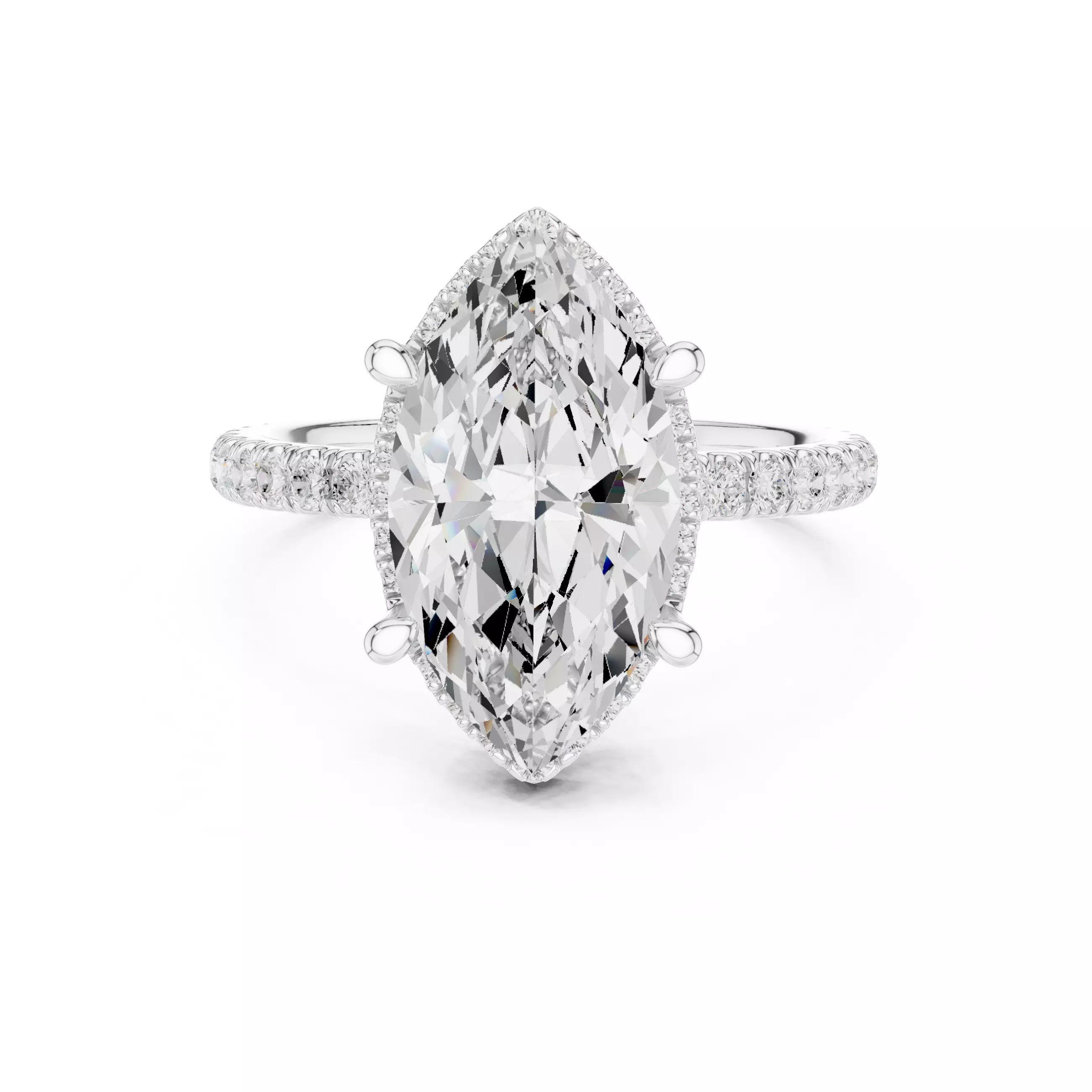 15x8mm Marquise Cut Diamond Engagement Ring 3DM STL Video 3D print model_2