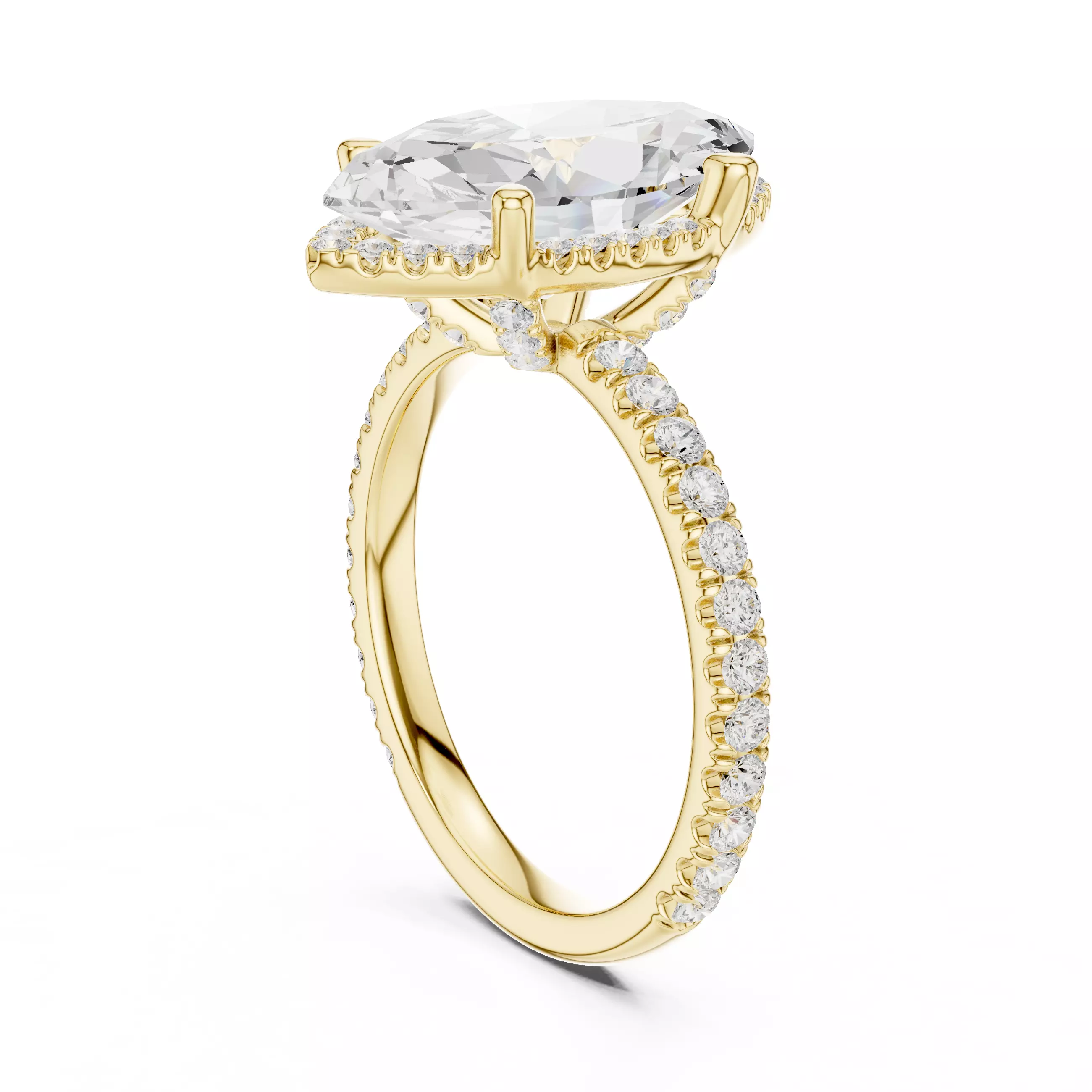 15x8mm Marquise Cut Diamond Engagement Ring 3DM STL Video 3D print model_6