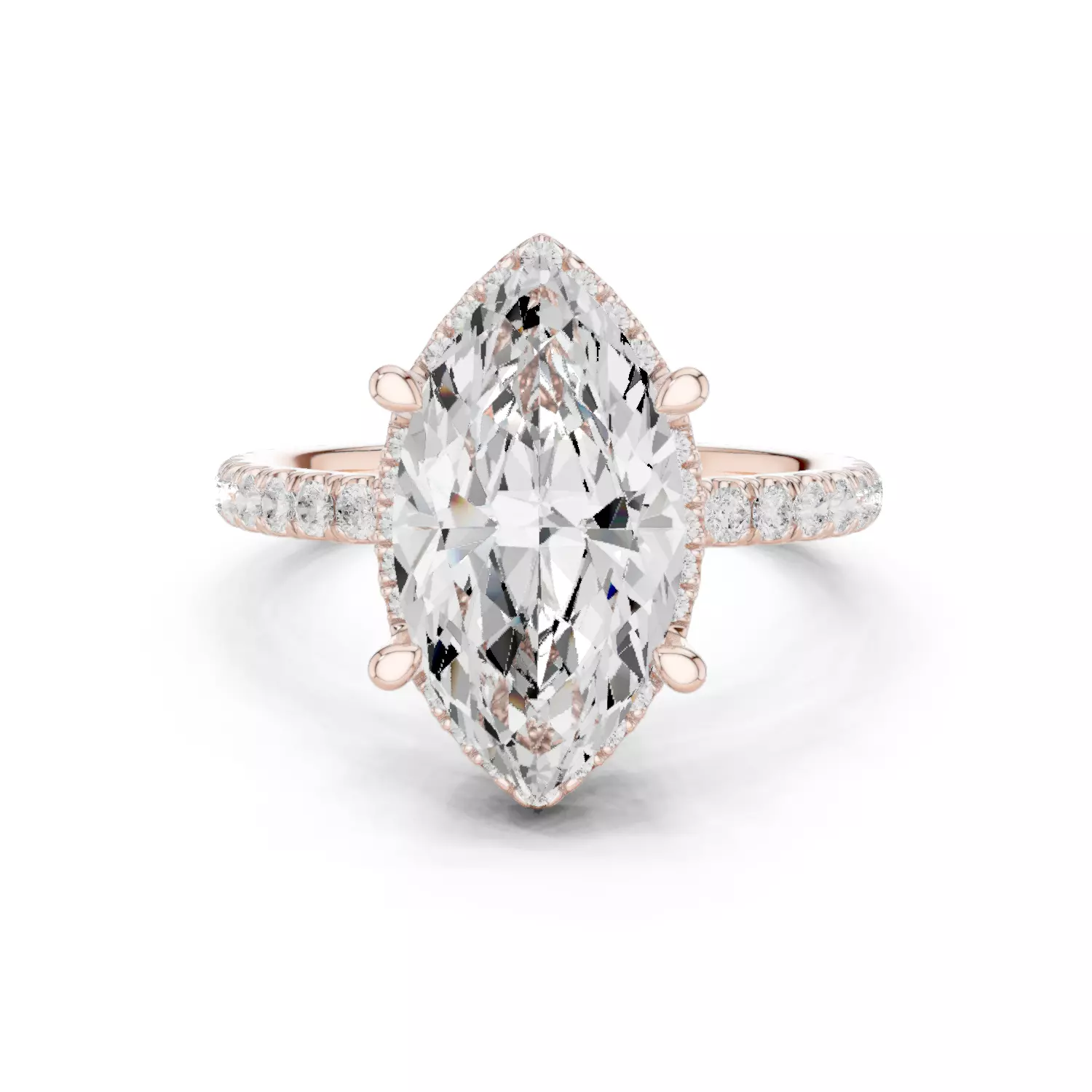 15x8mm Marquise Cut Diamond Engagement Ring 3DM STL Video 3D print model_12