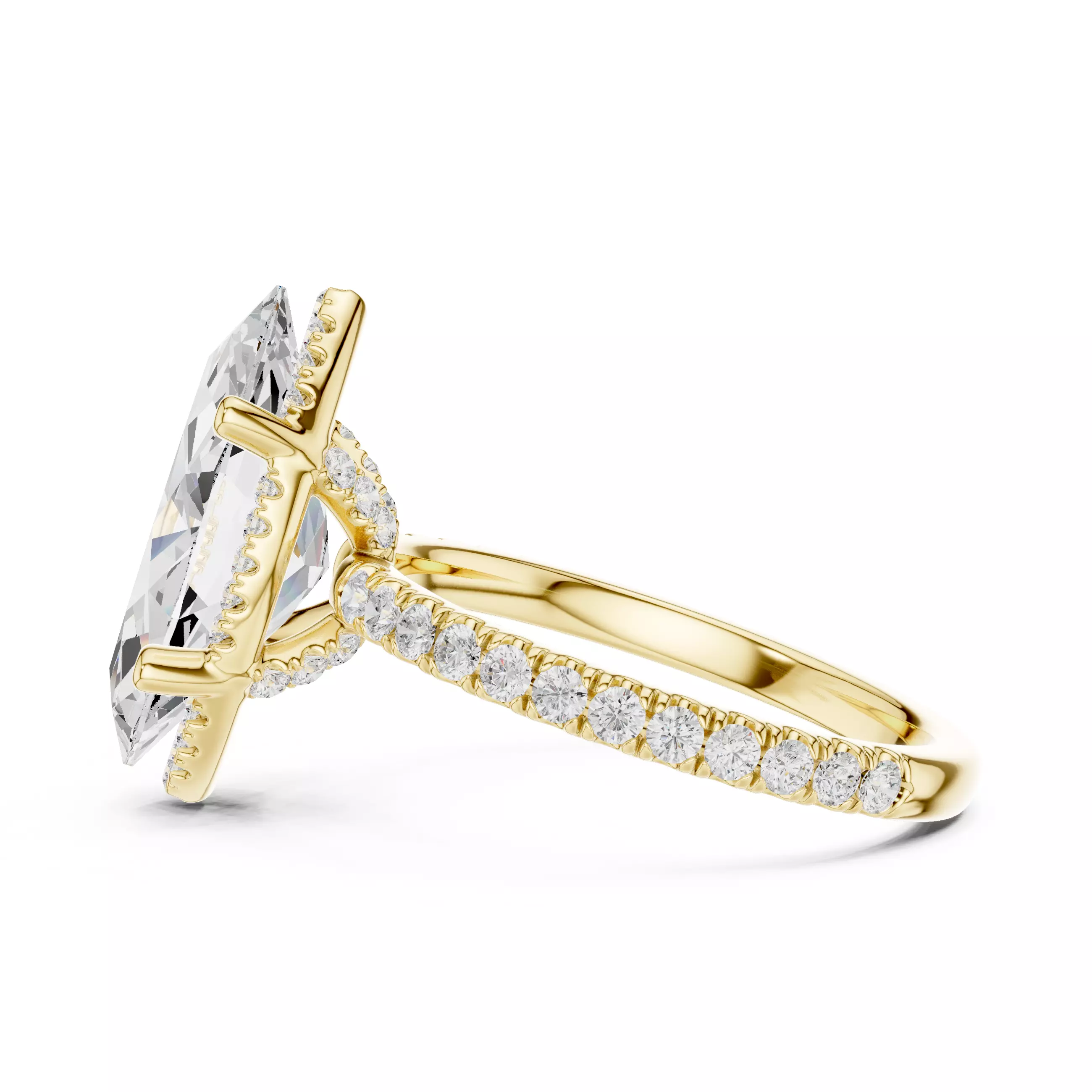 15x8mm Marquise Cut Diamond Engagement Ring 3DM STL Video 3D print model_8