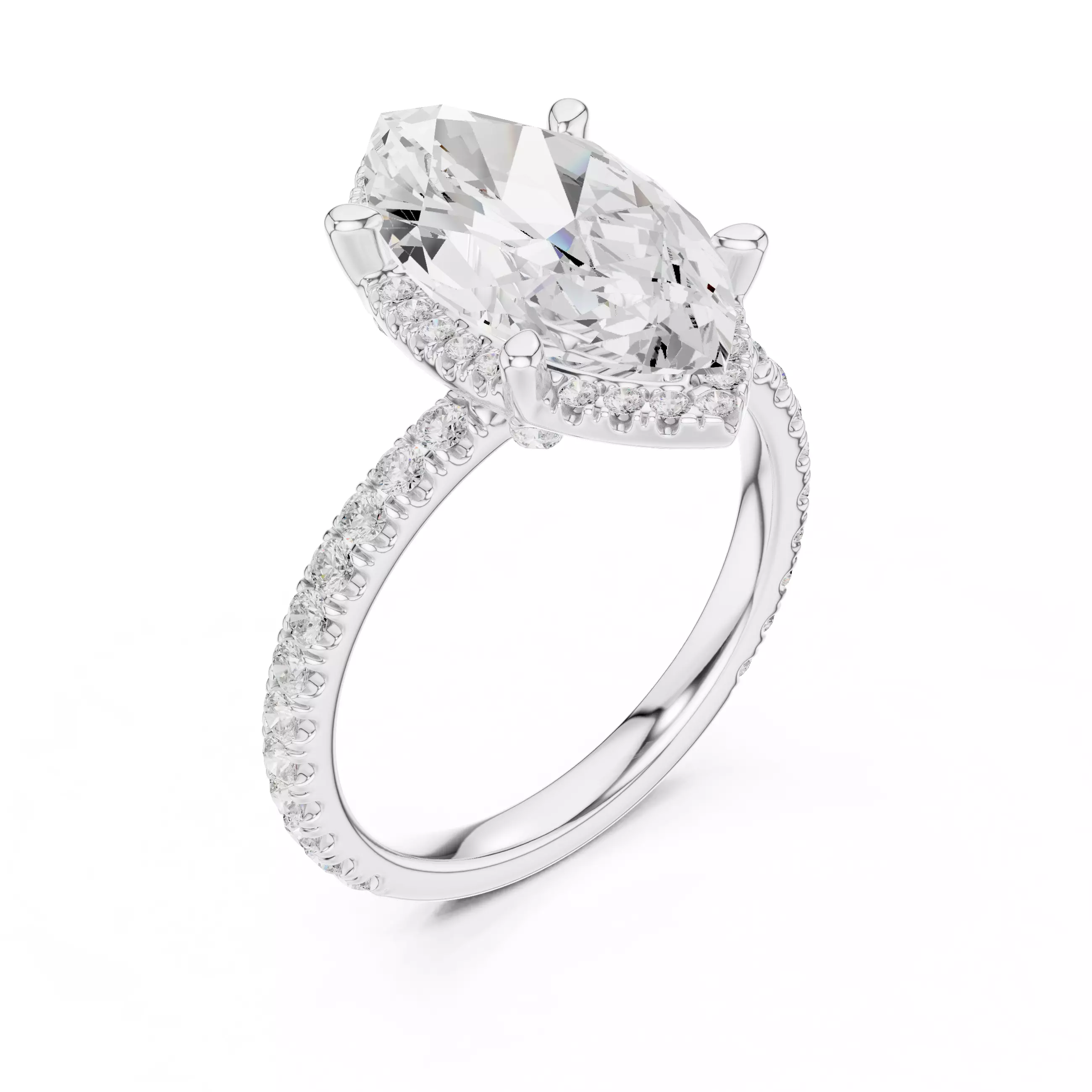 15x8mm Marquise Cut Diamond Engagement Ring 3DM STL Video 3D print model_10