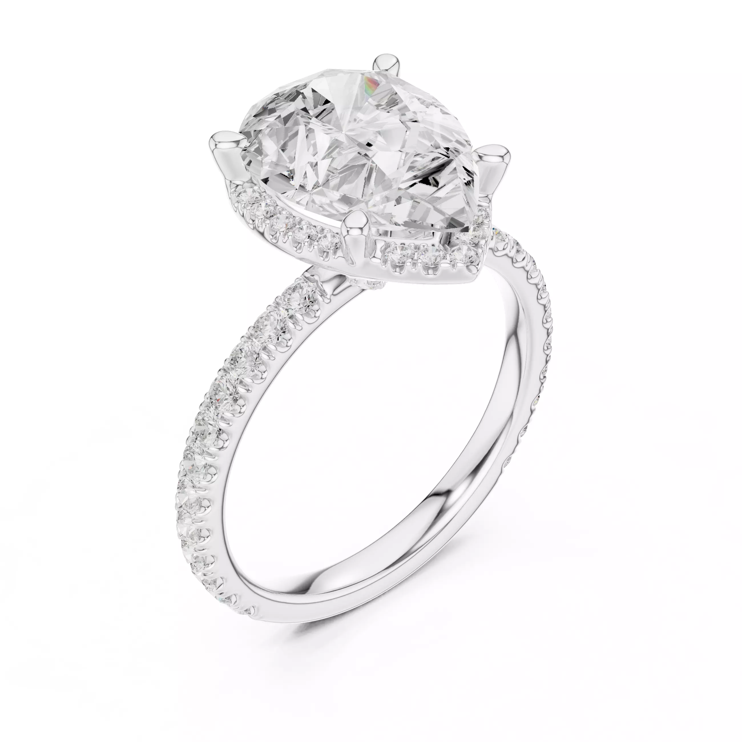 12x9mm Pear Cut Diamond Halo Engagement Ring 3DM STL Video 3D print model_10