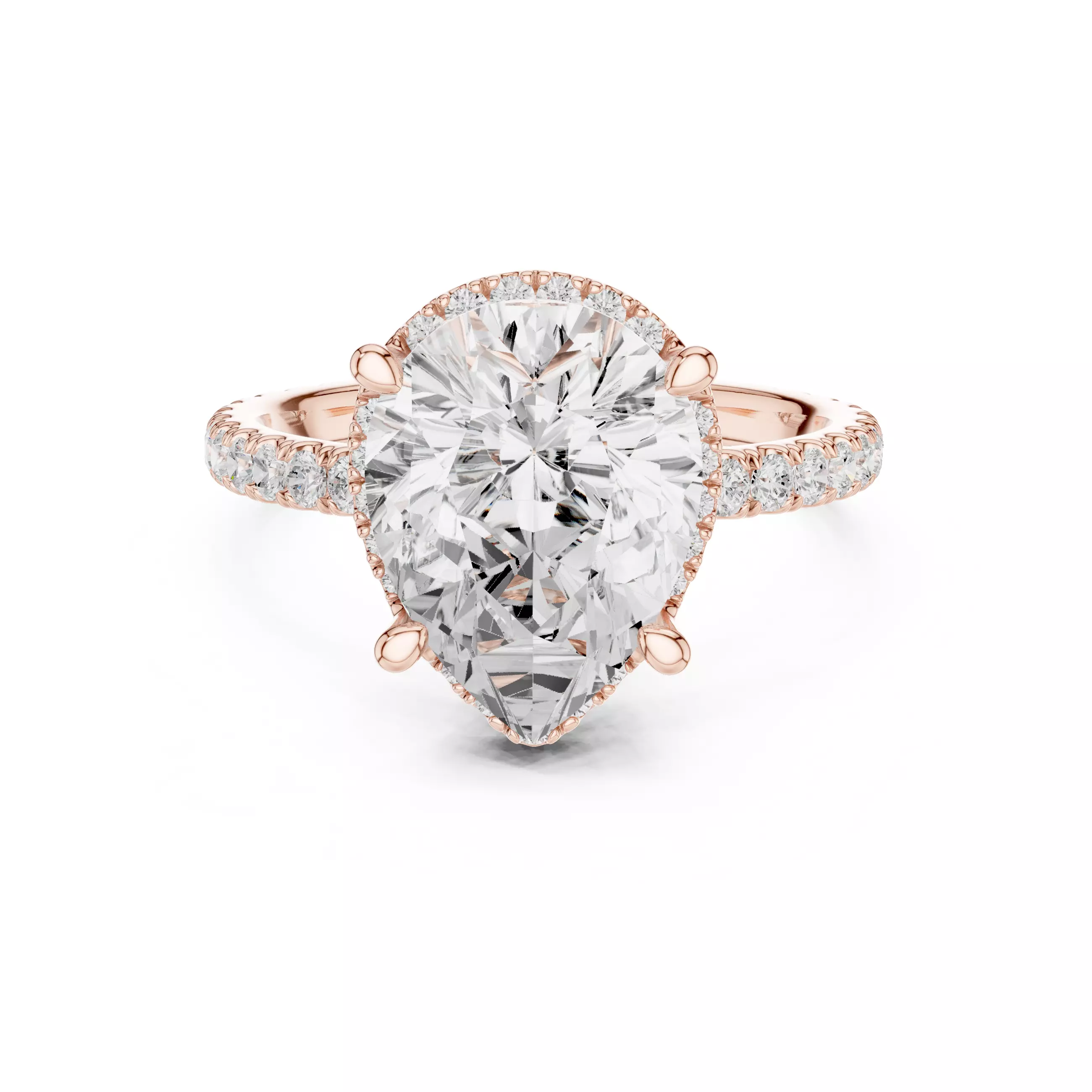 12x9mm Pear Cut Diamond Halo Engagement Ring 3DM STL Video 3D print model_0