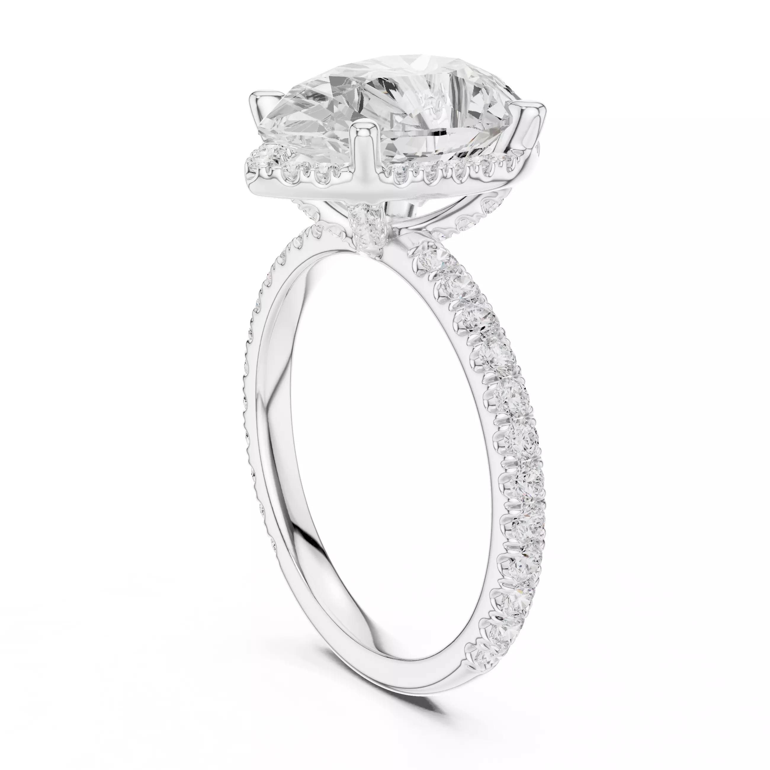 12x9mm Pear Cut Diamond Halo Engagement Ring 3DM STL Video 3D print model_9