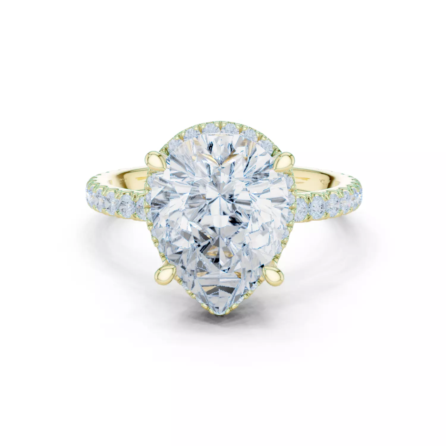 12x9mm Pear Cut Diamond Halo Engagement Ring 3DM STL Video 3D print model_13