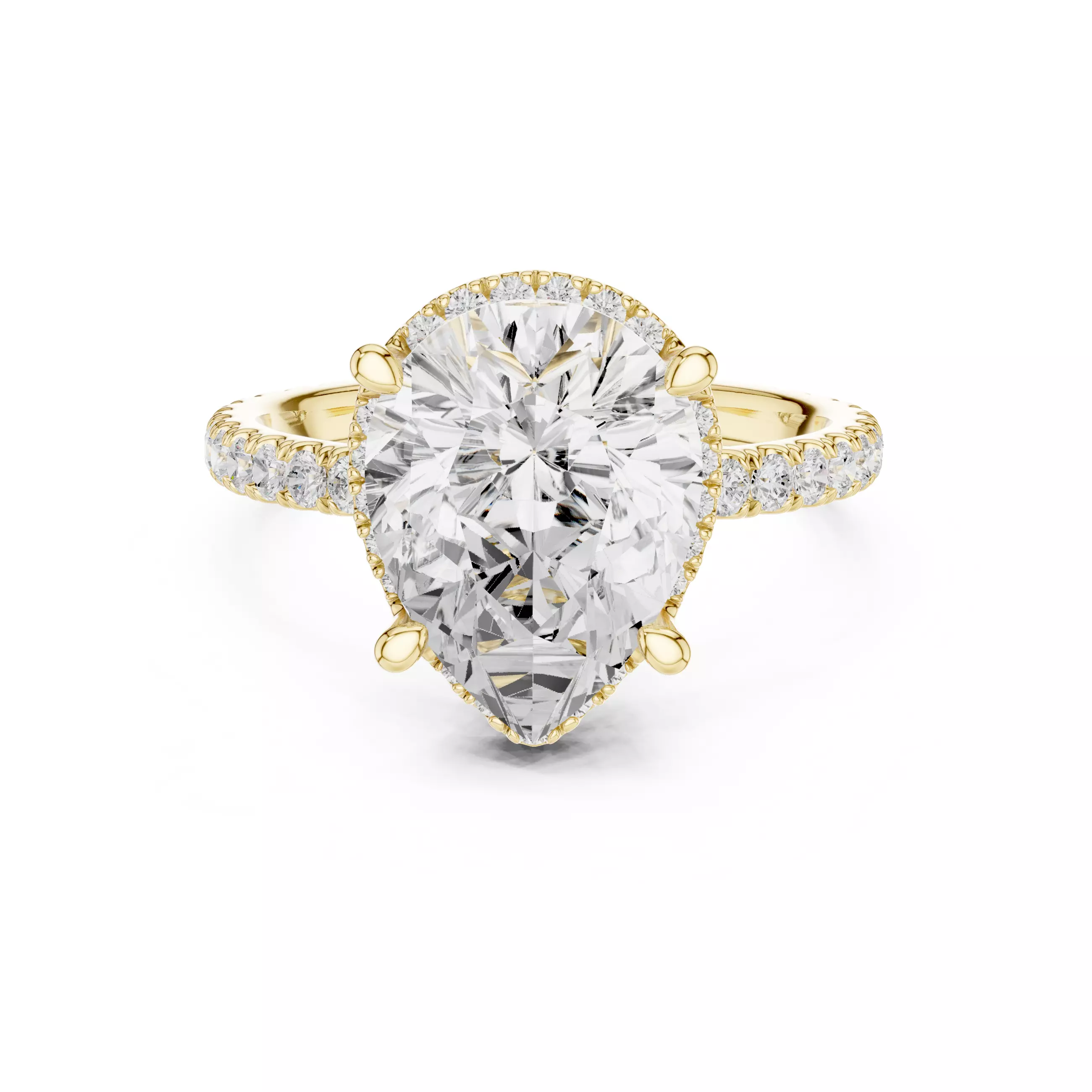 12x9mm Pear Cut Diamond Halo Engagement Ring 3DM STL Video 3D print model_1