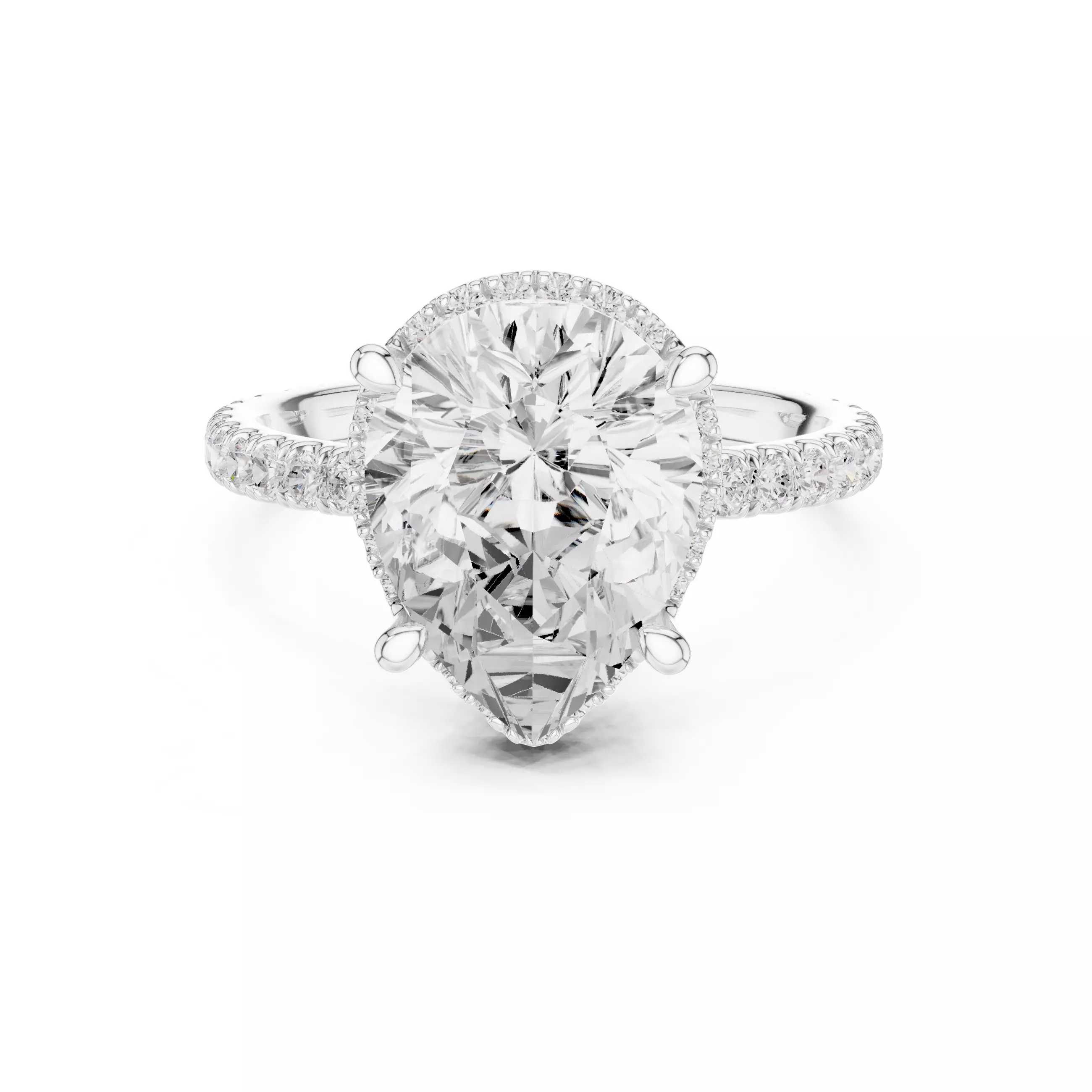 12x9mm Pear Cut Diamond Halo Engagement Ring 3DM STL Video 3D print model_2