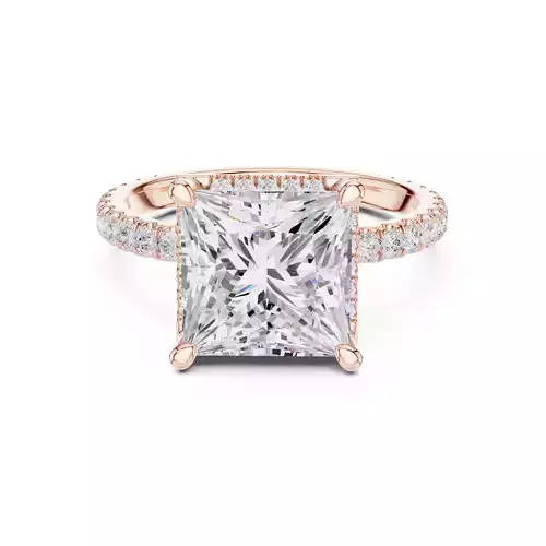 3 ct 50 cent Princess Cut Diamond Engagement Ring 3DM STL Video