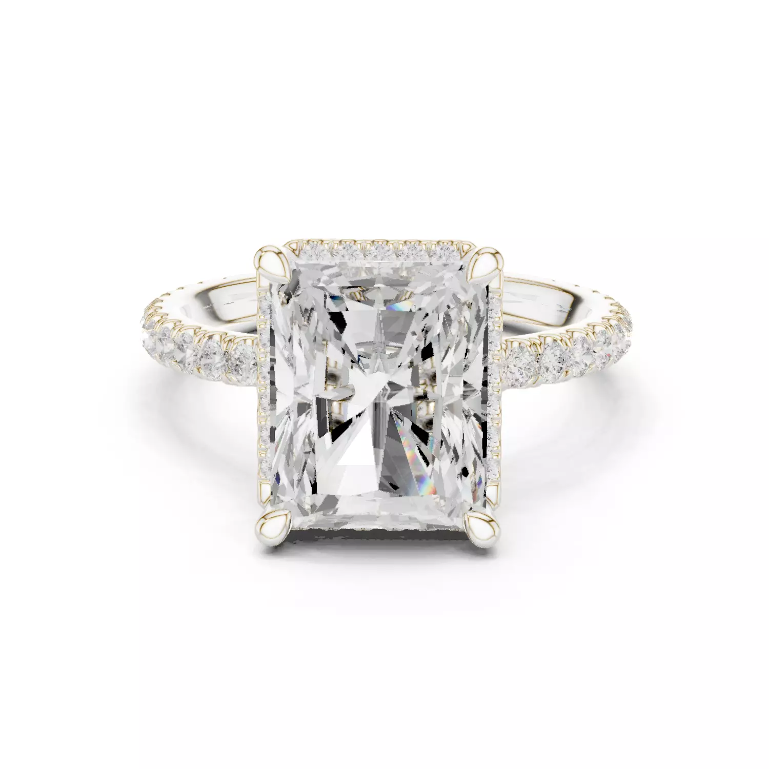 10x8mm Radiant Cut Hidden Diamond Engagement Ring 3DM STL Video 3D print model_14