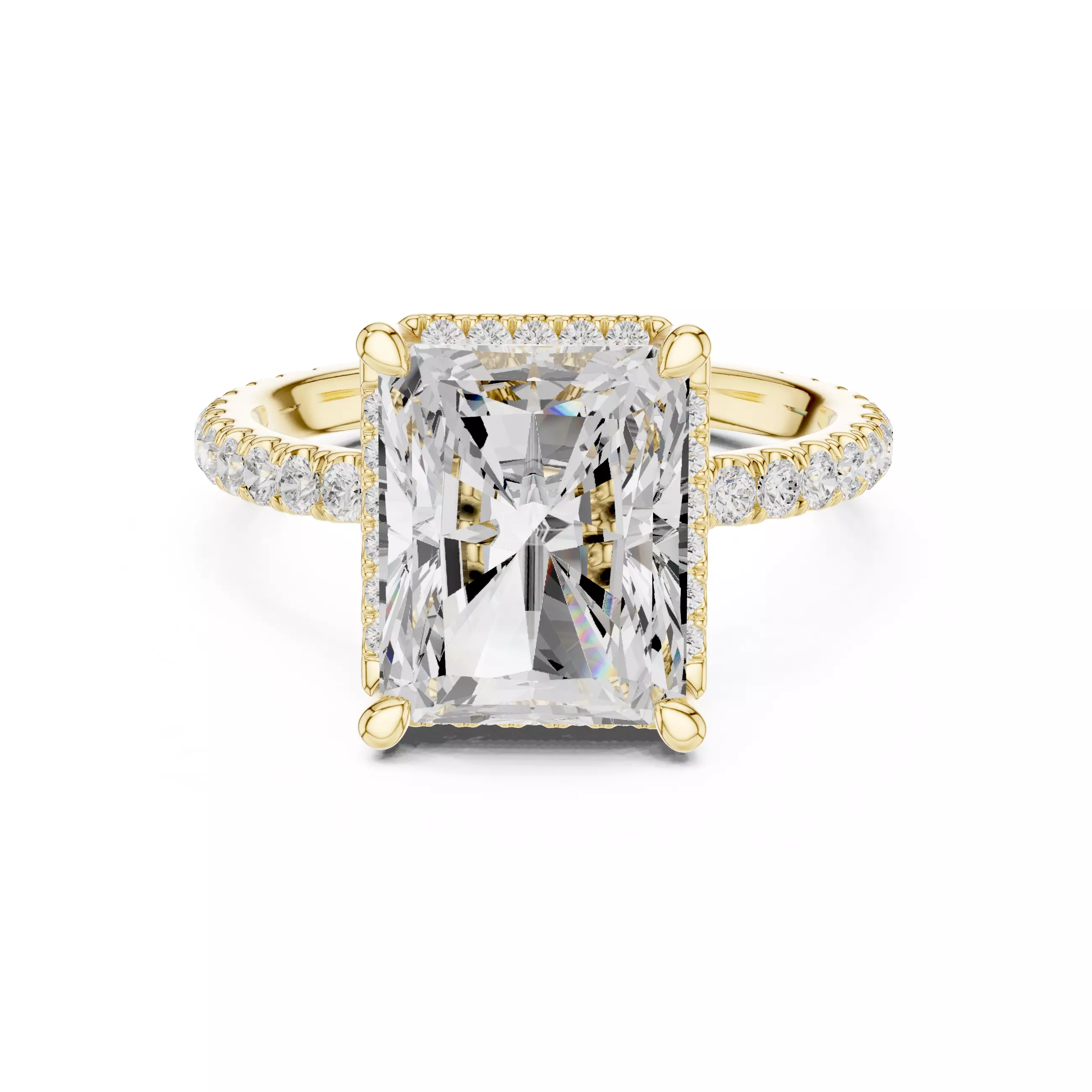 10x8mm Radiant Cut Hidden Diamond Engagement Ring 3DM STL Video 3D print model_1