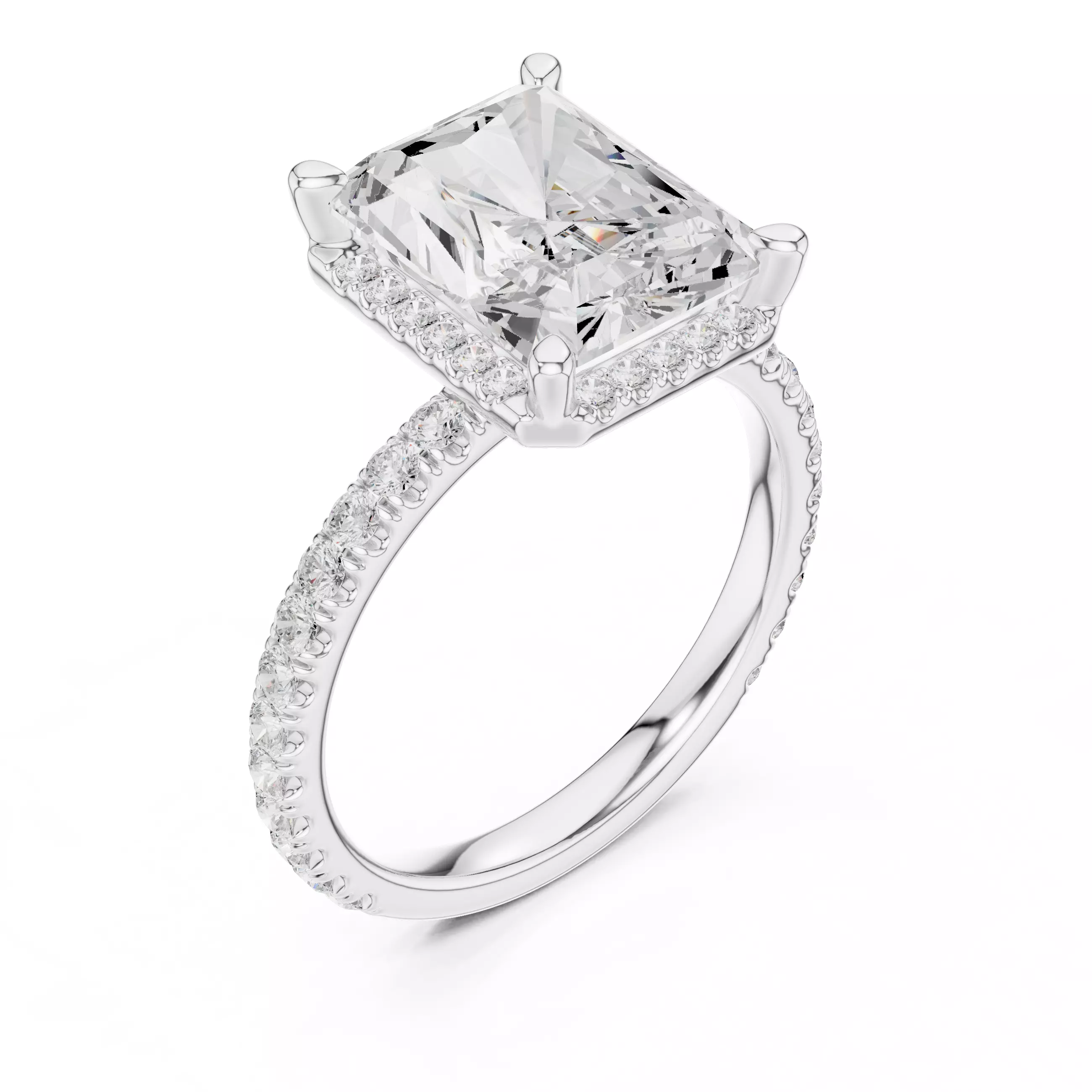 10x8mm Radiant Cut Hidden Diamond Engagement Ring 3DM STL Video 3D print model_10