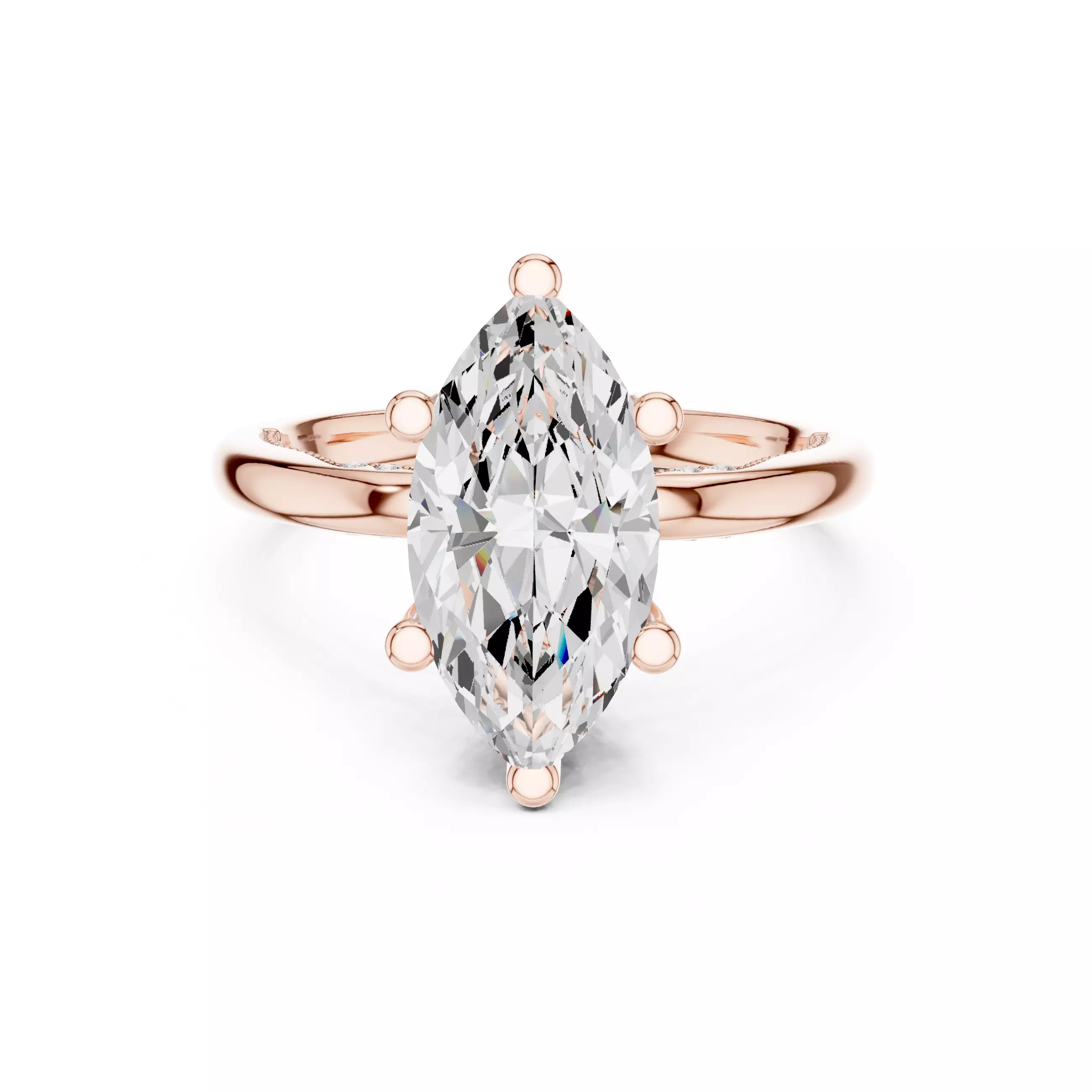 14x7mm Marquise Diamond Milgrain Design Ring 3DM STL Video 3D print model_0