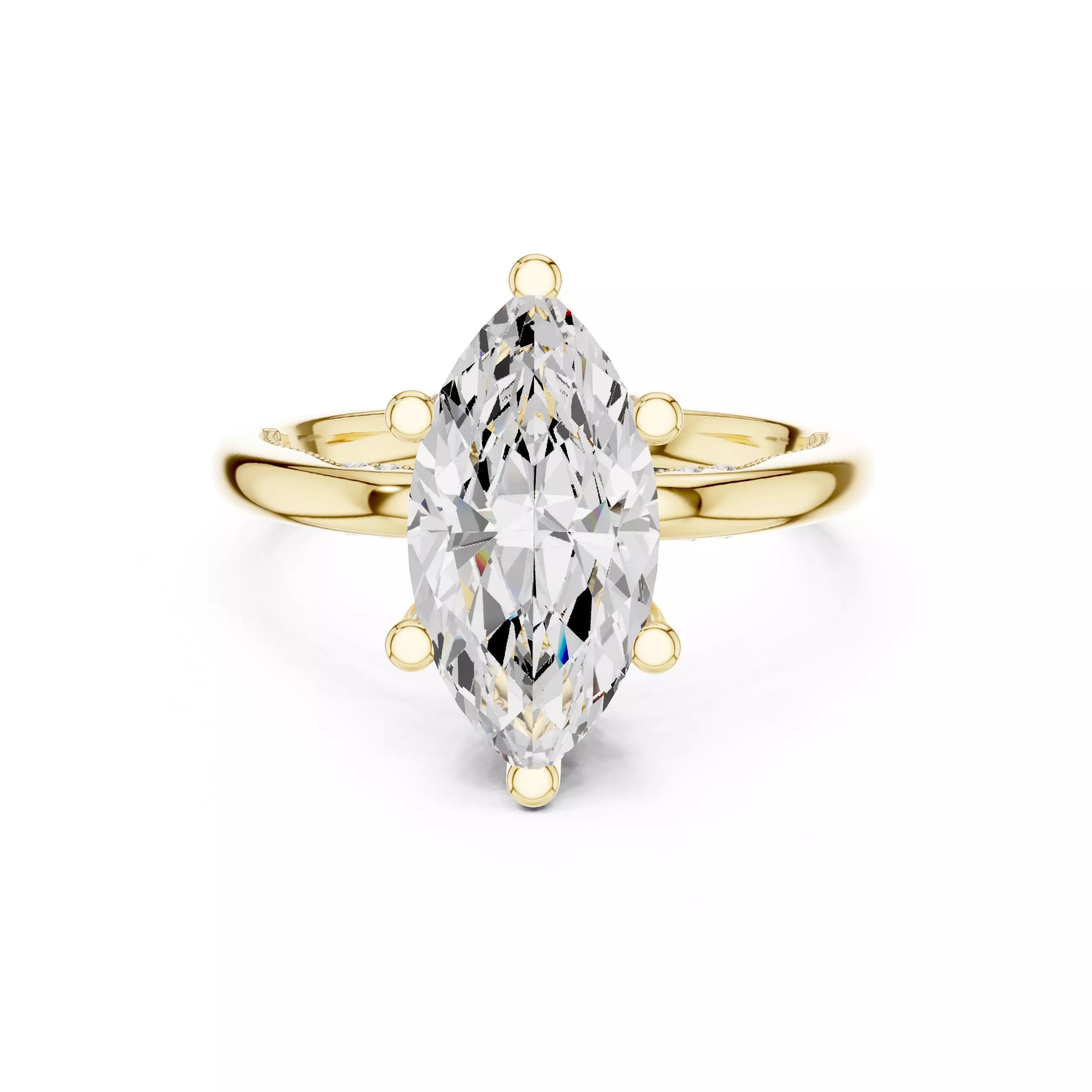 14x7mm Marquise Diamond Milgrain Design Ring 3DM STL Video 3D print model_1