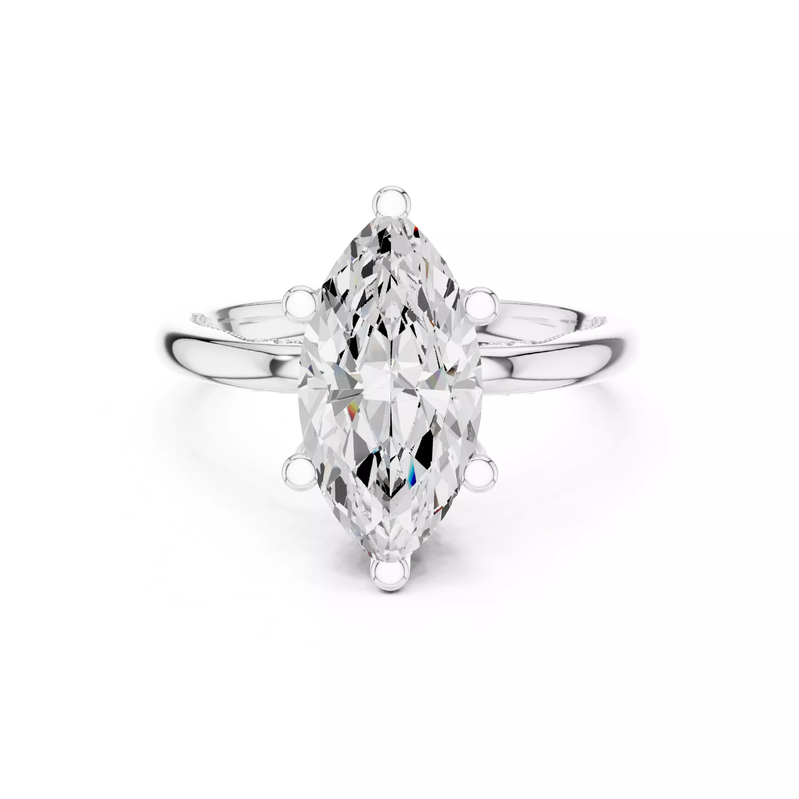 14x7mm Marquise Diamond Milgrain Design Ring 3DM STL Video 3D print model_2