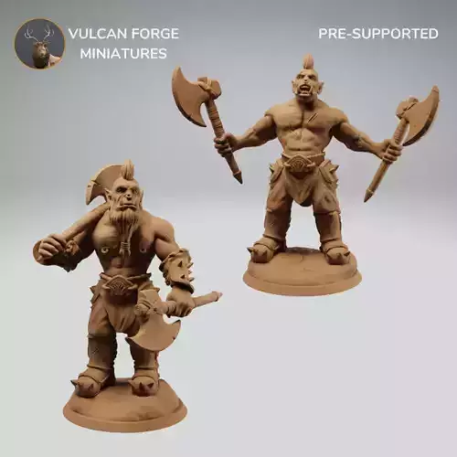 Orc Berserker Orc warrior with two axes bundle