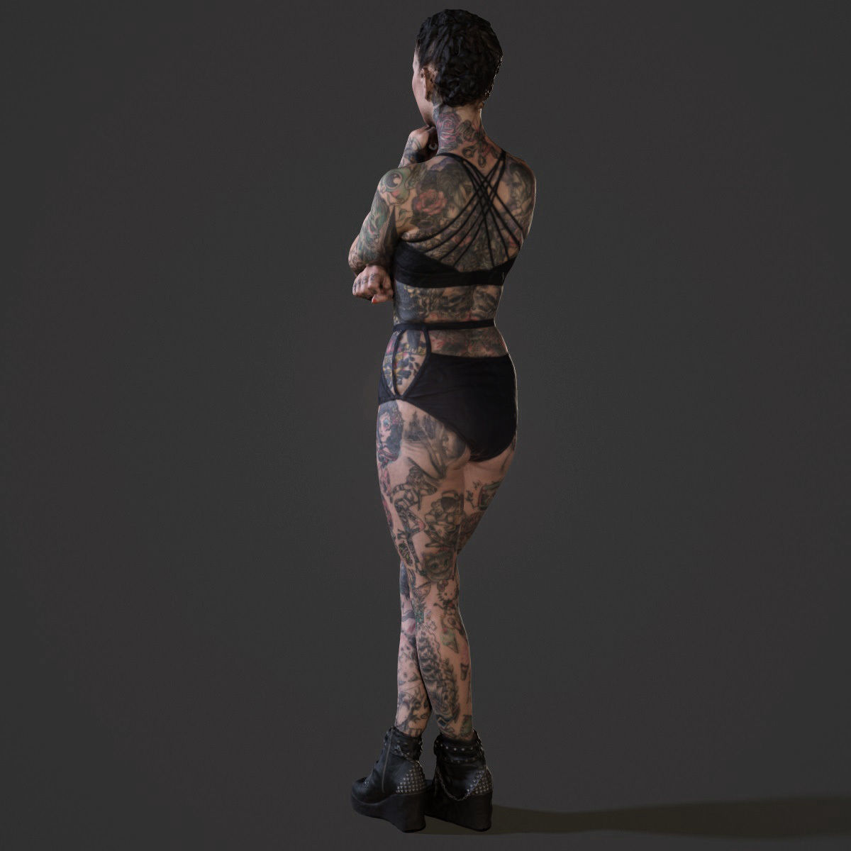Tattoo Model 1 woman with tattoos 3D print model_4