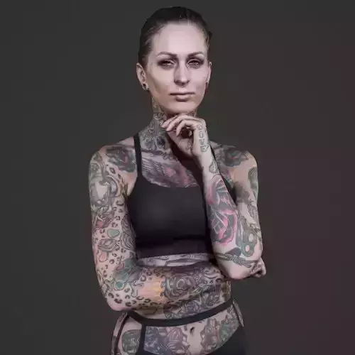 Tattoo Model 1 woman with tattoos 3D print model