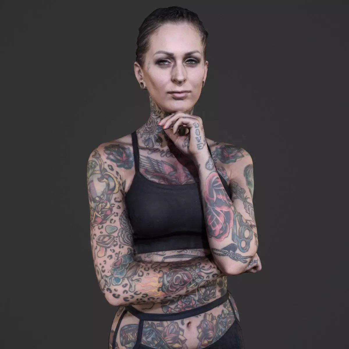 Tattoo Model 1 woman with tattoos 3D print model_0
