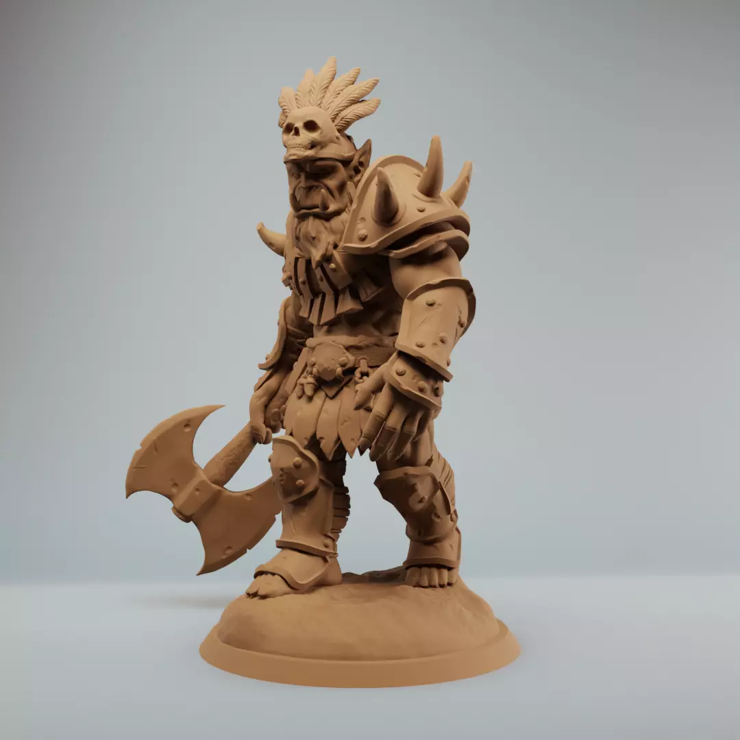 Orc Warchief Orc with greataxe Bundle 3D print model_4