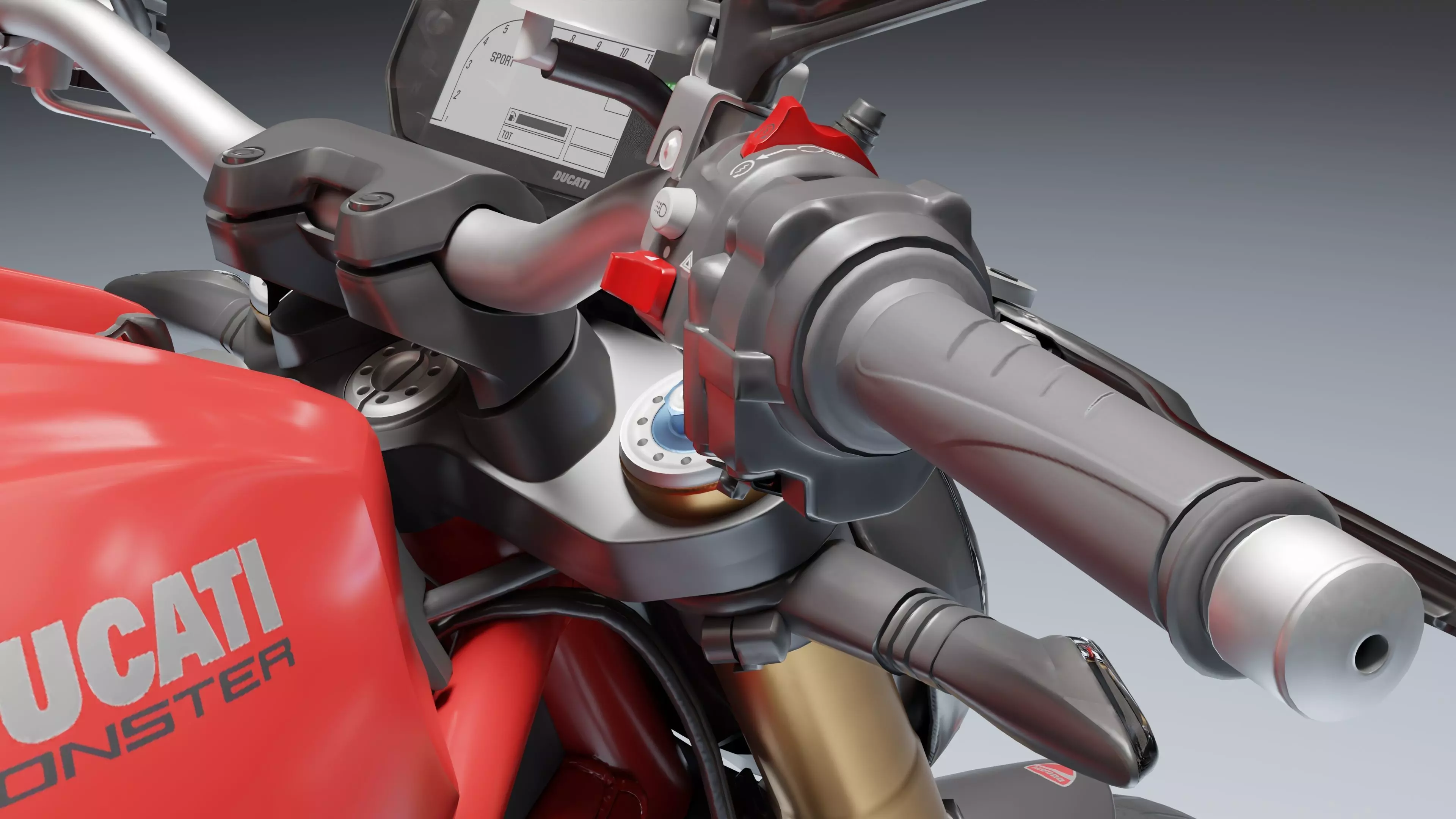Ducati Monster 1200 S 2020 Low-poly 3D model_12