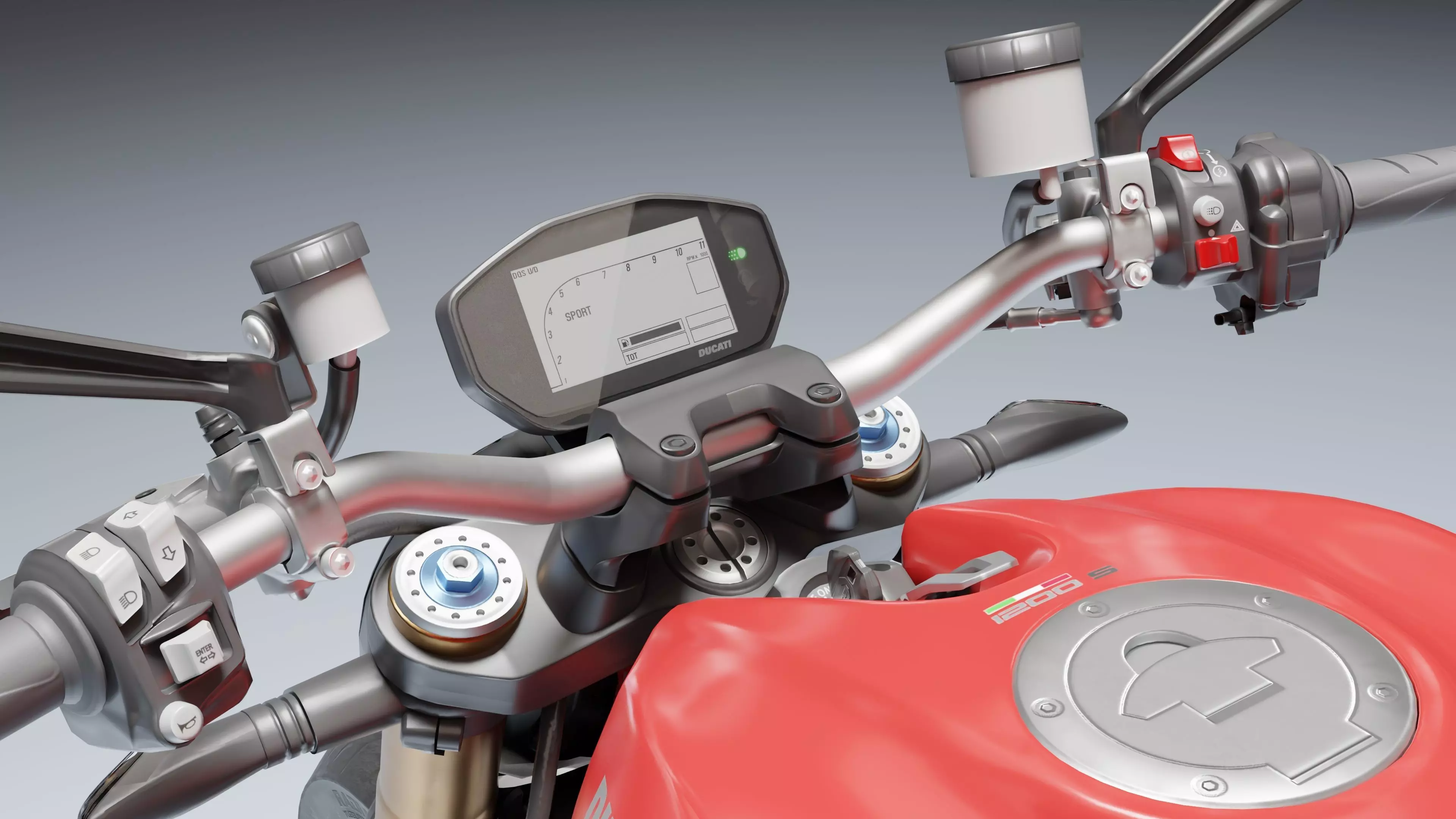 Ducati Monster 1200 S 2020 Low-poly 3D model_13