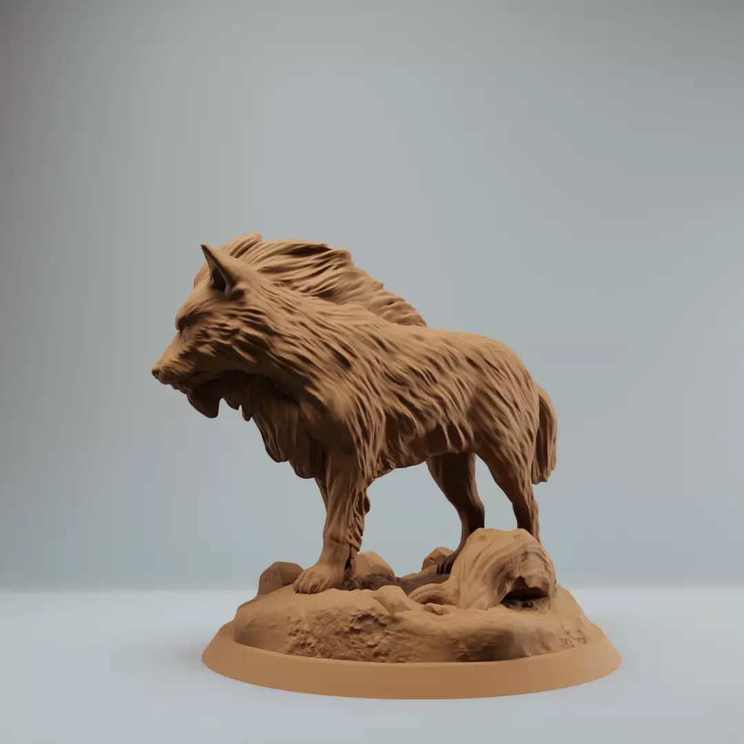 Orc Rider on Dire Wolf with Dire Wolves Bundle 3D print model_7