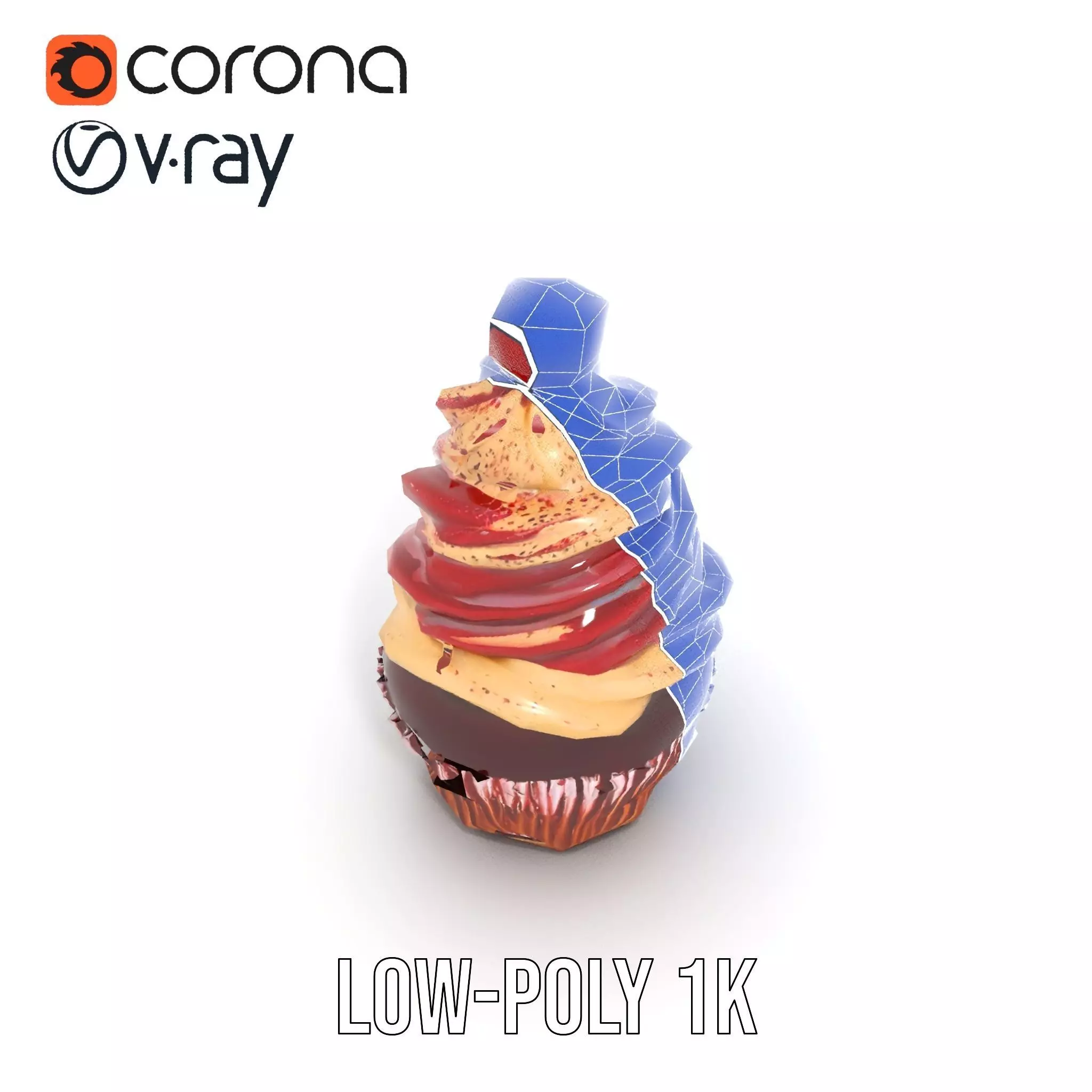 Cherry Swirl Cupcake model pack Low-poly 3D model_26