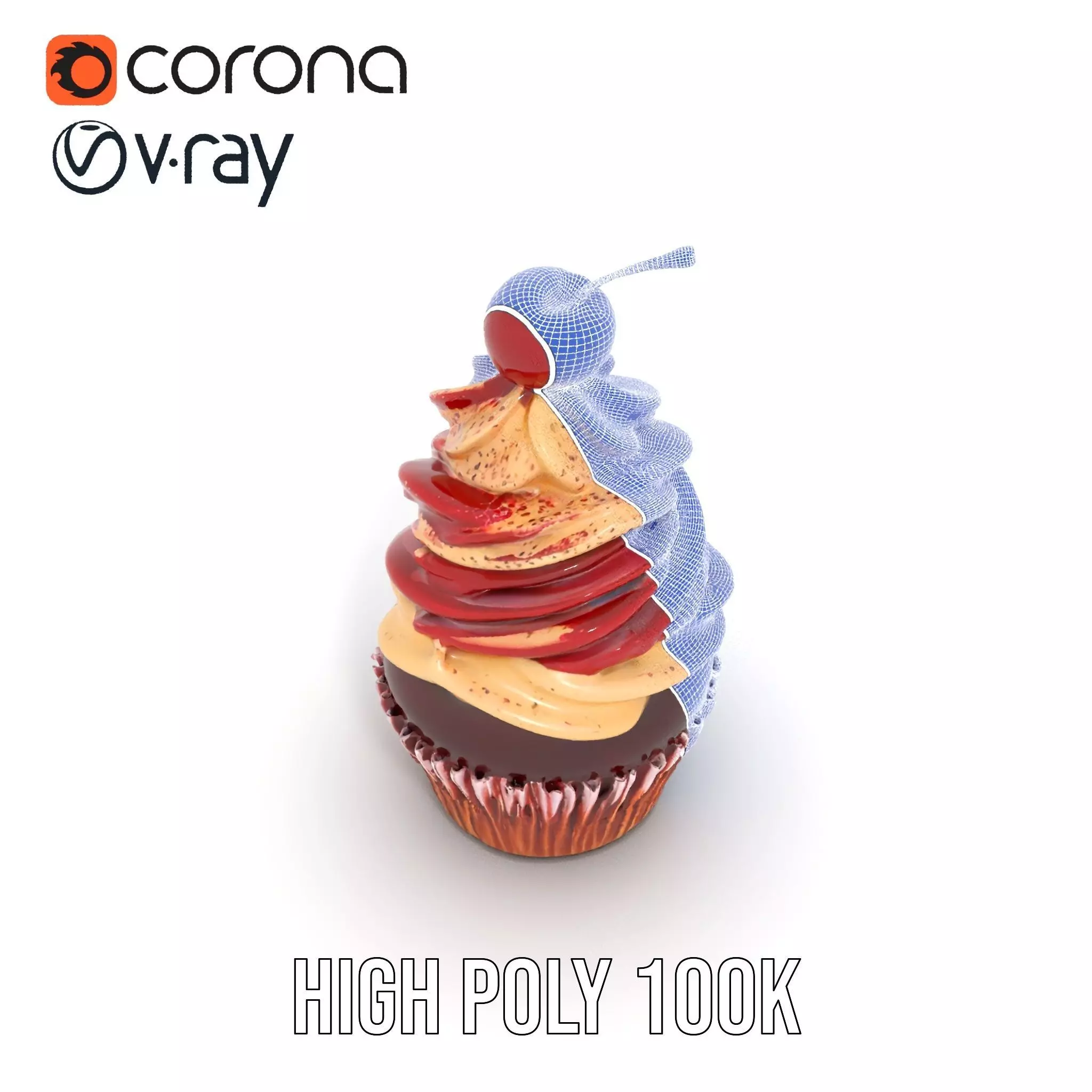 Cherry Swirl Cupcake model pack Low-poly 3D model_21